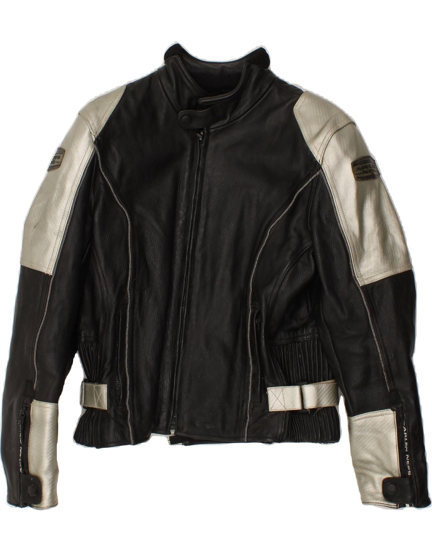 image of ARLEN NESS Mens Moto Racer Biker Jacket UK 38 Medium Black Colourblock