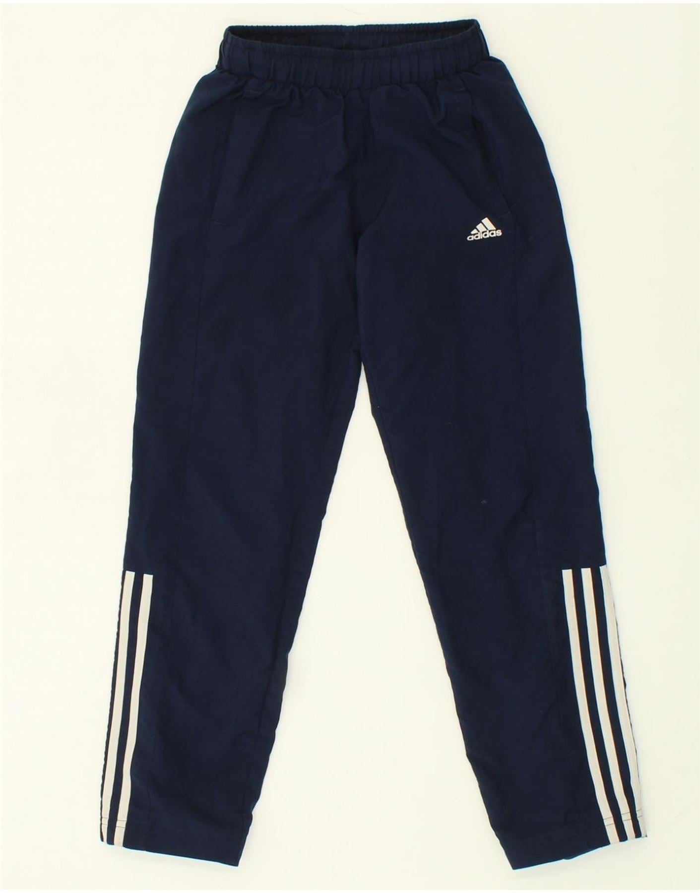 ADIDAS Boys Climalite Tracksuit Trousers 9-10 Years Navy Blue Polyester