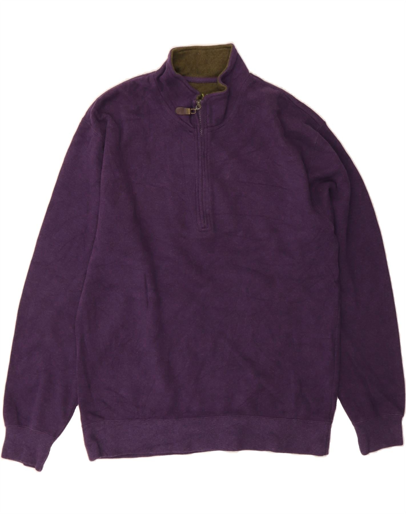 image of ORVIS Mens Zip Neck Sweatshirt Jumper Large Purple
