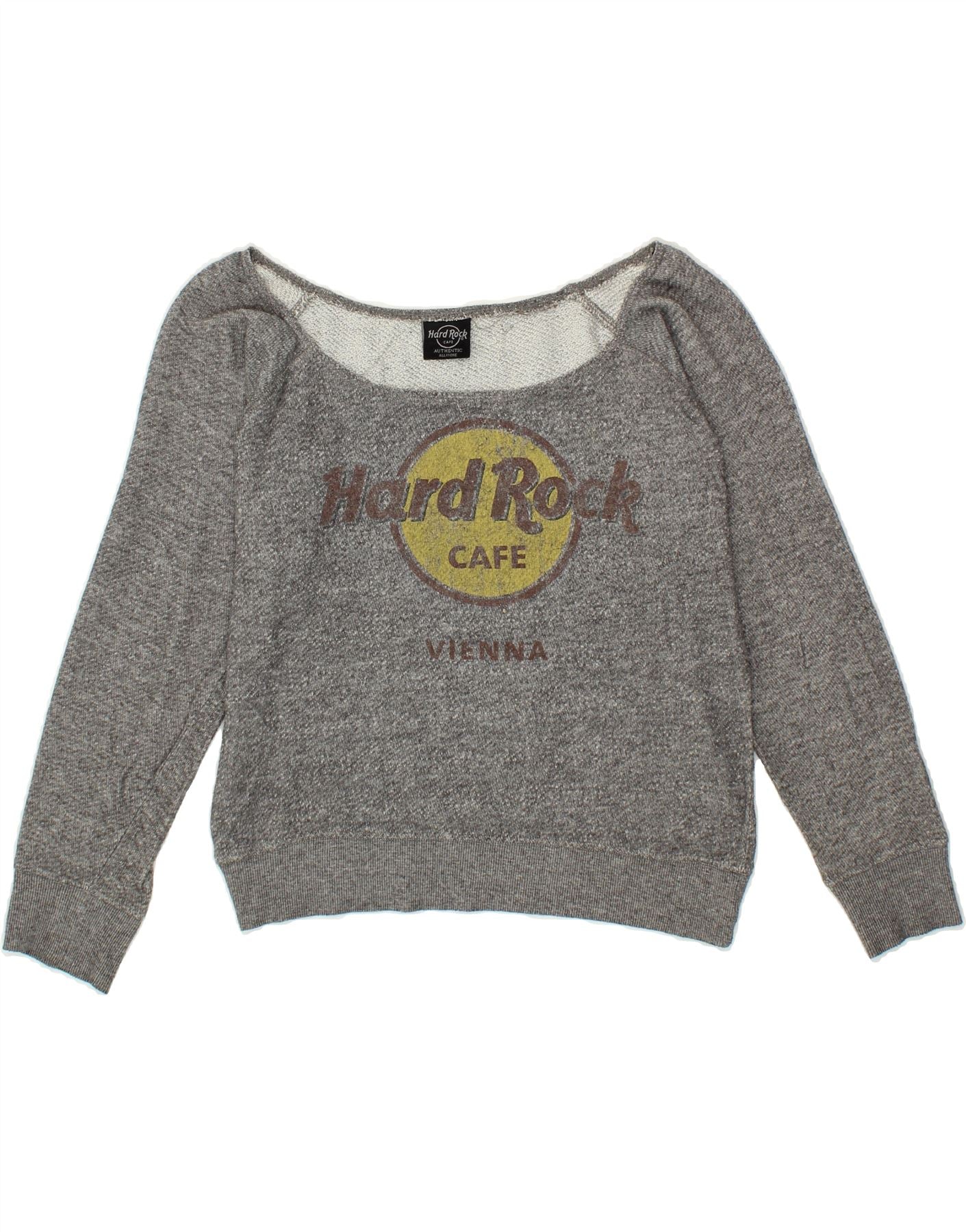 image of HARD ROCK CAFE Womens Vienna Graphic Sweatshirt Jumper UK 10 Small Grey