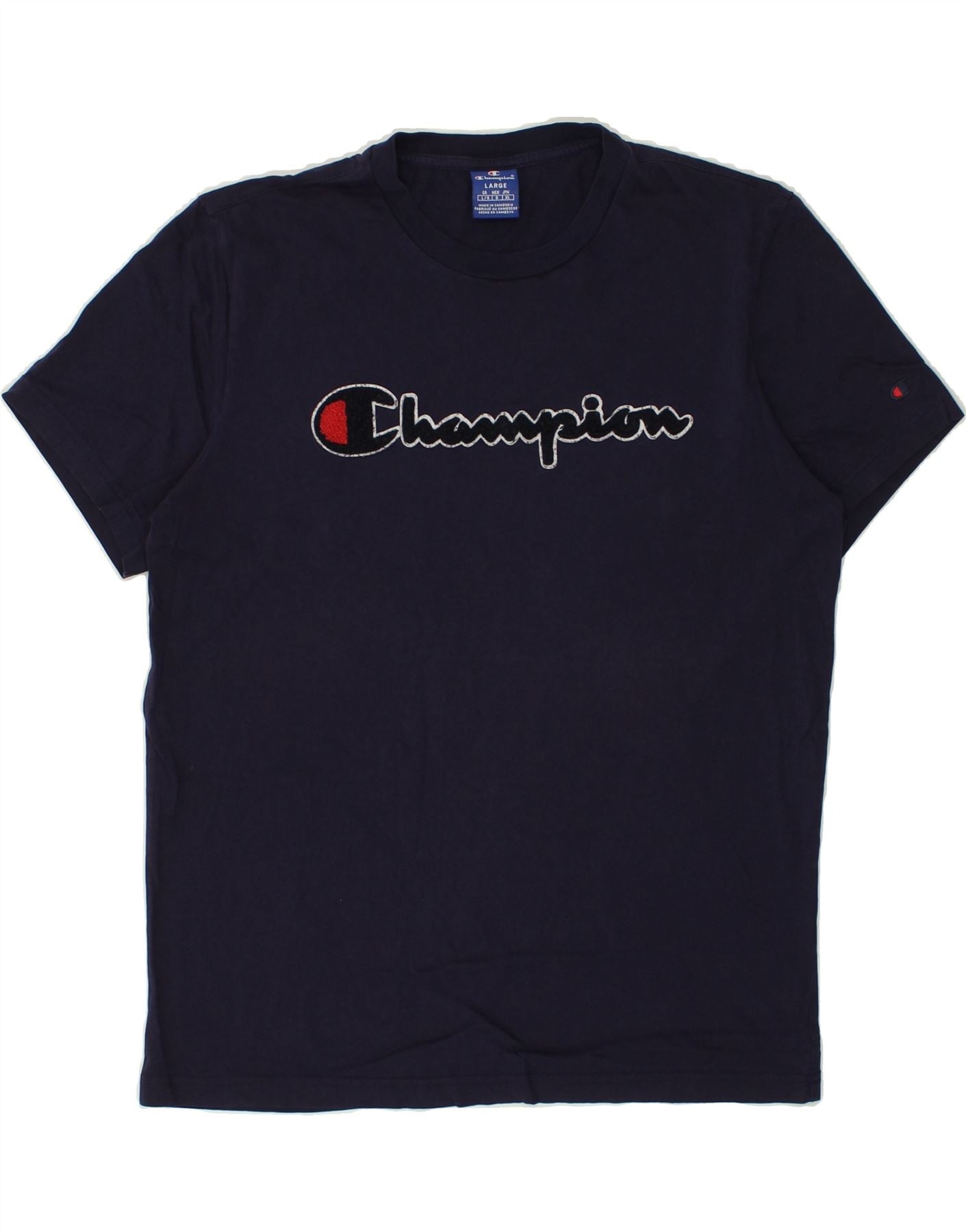 image of CHAMPION Womens Graphic T-Shirt Top UK 16 Large Navy Blue