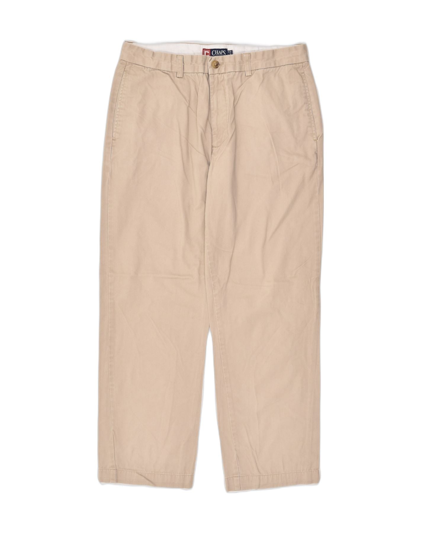 image of CHAPS Mens Pegged Chino Trousers W34 L30 Beige Cotton