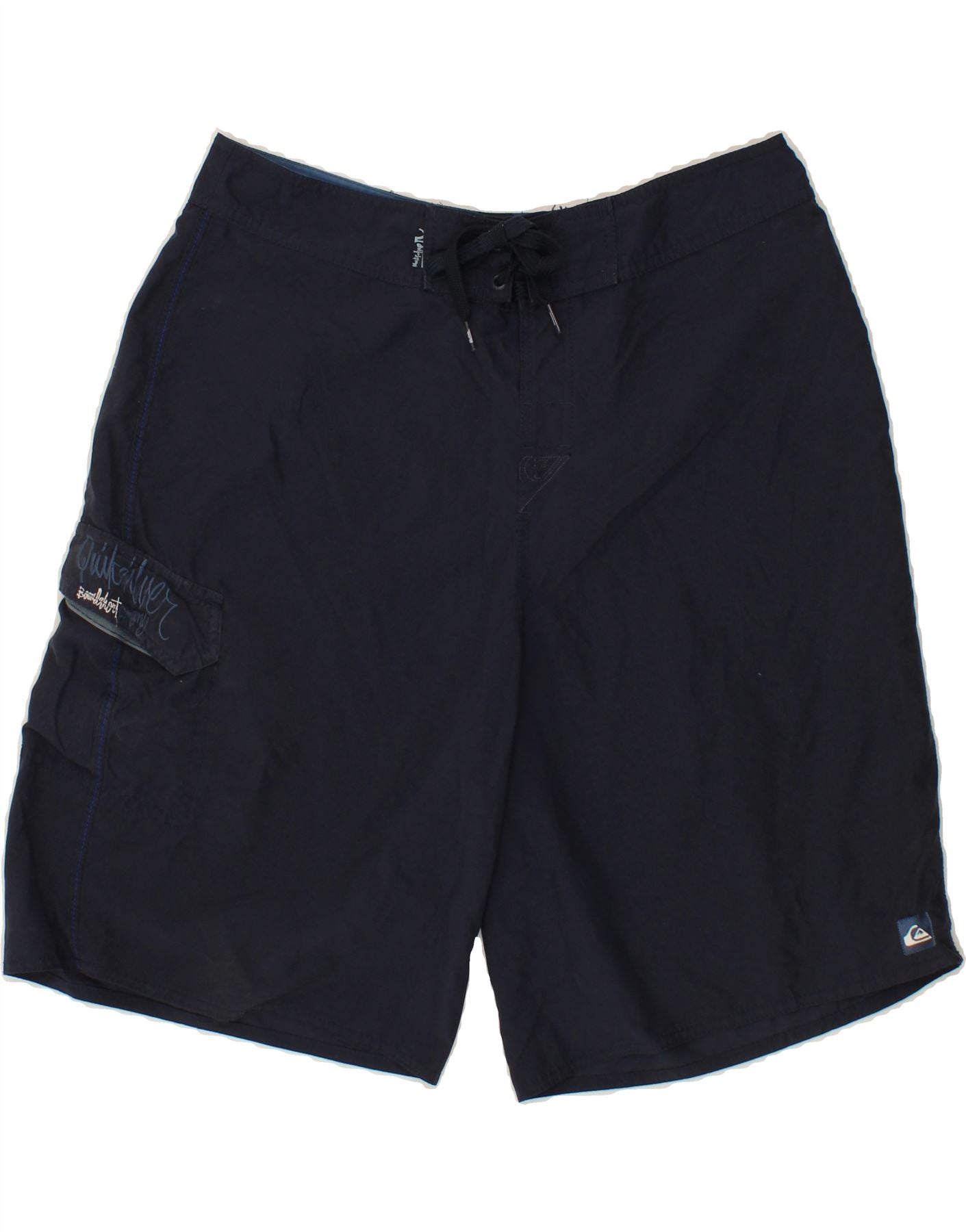 Image of QUIKSILVER Mens Graphic Swimming Shorts Large Navy Blue Polyester