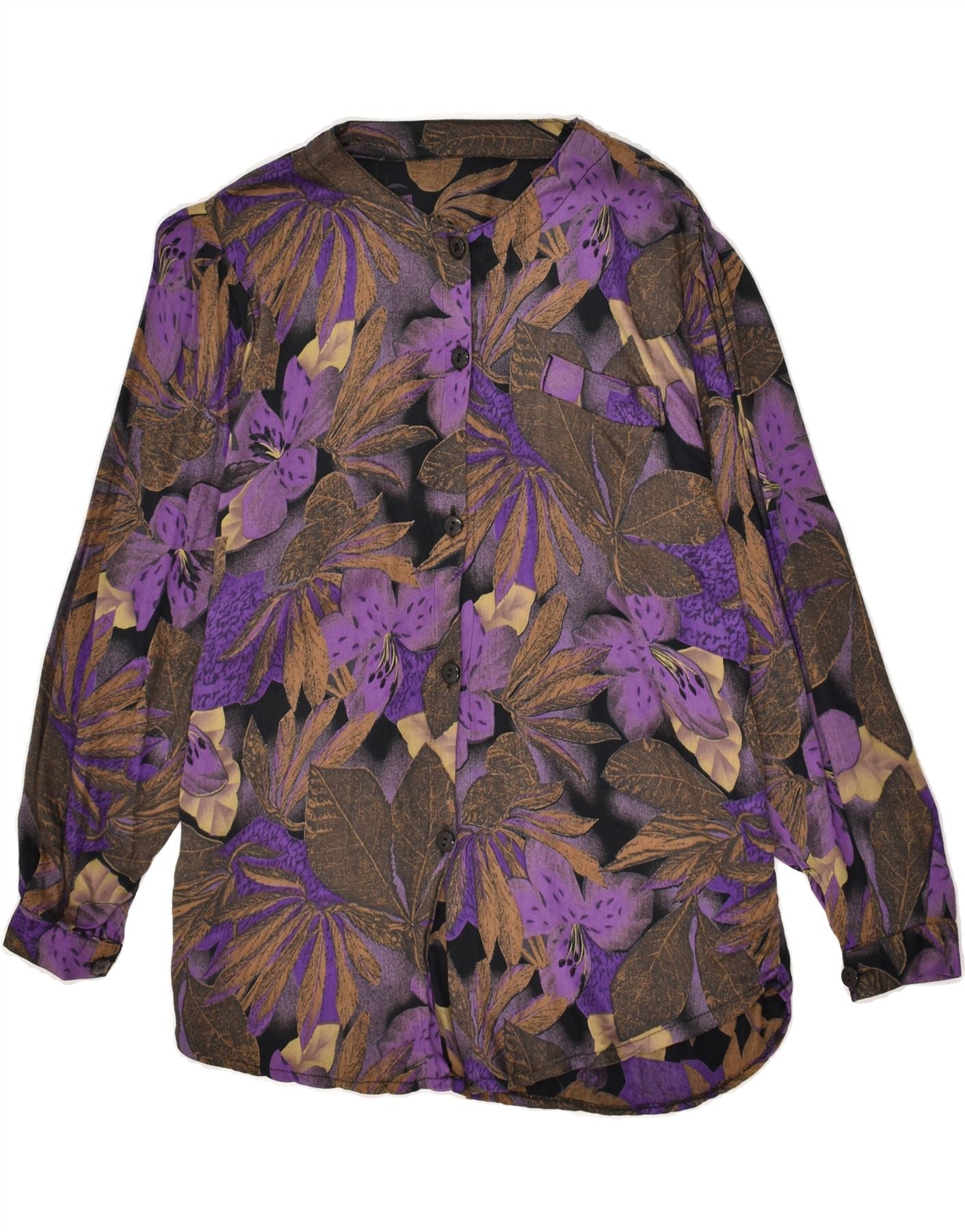 image of VINTAGE Womens Shirt UK 16 Large Purple Floral