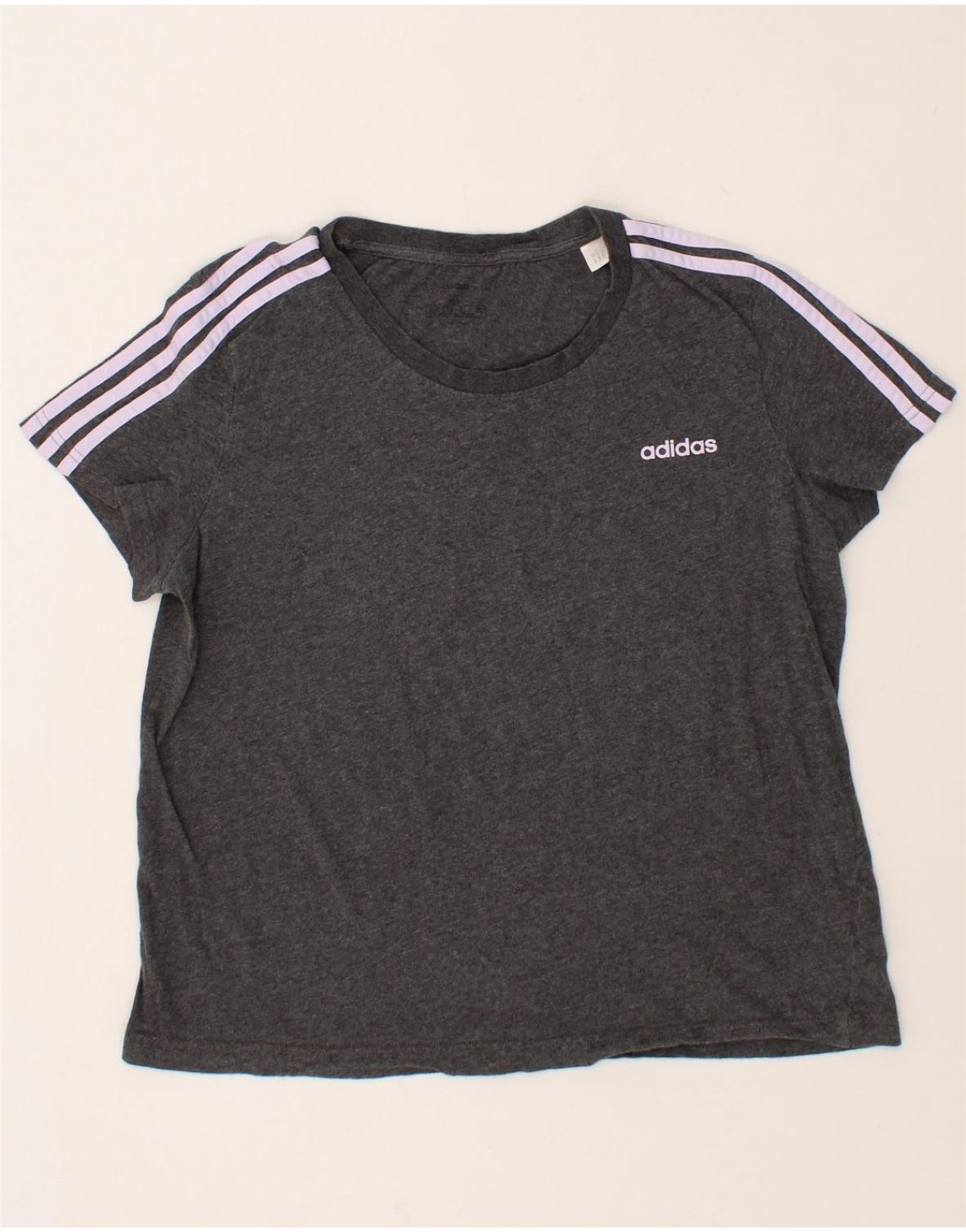 image of ADIDAS Womens T-Shirt Top UK 18 XL Grey Flecked Cotton