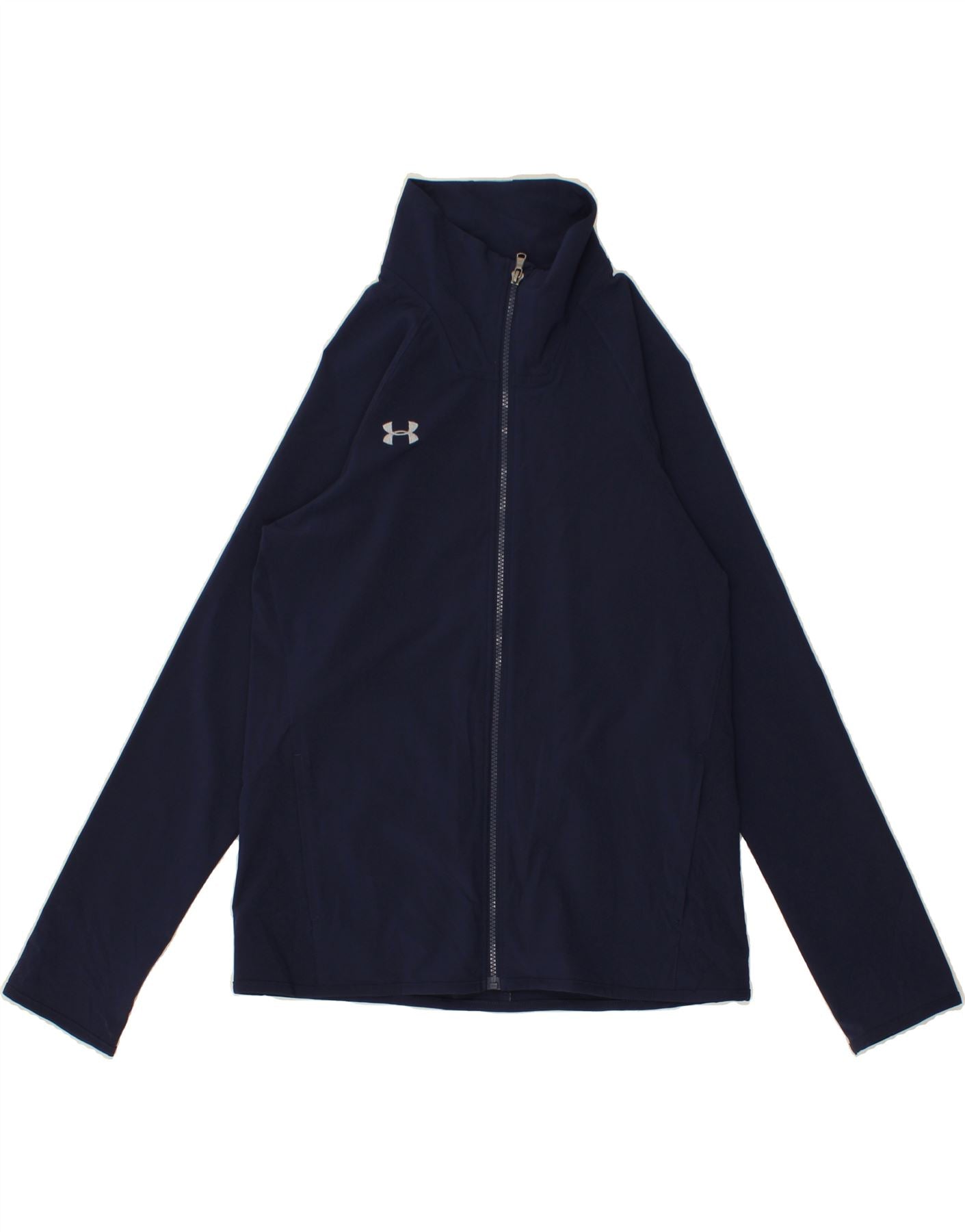 image of UNDER ARMOUR Mens Tracksuit Top Jacket Small Navy Blue Polyester