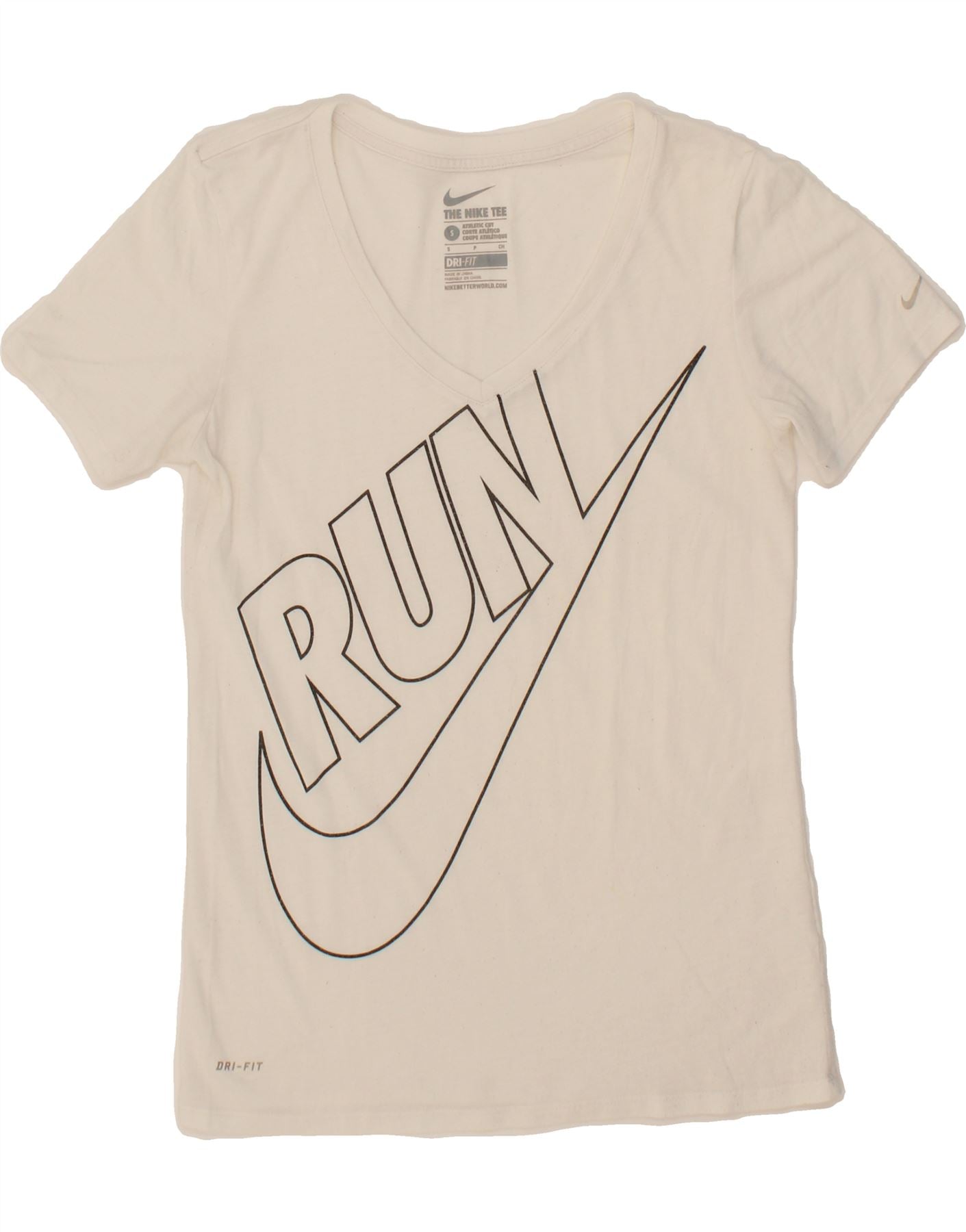 image of NIKE Womens Athletic Cut Graphic T-Shirt Top UK 10 Small White