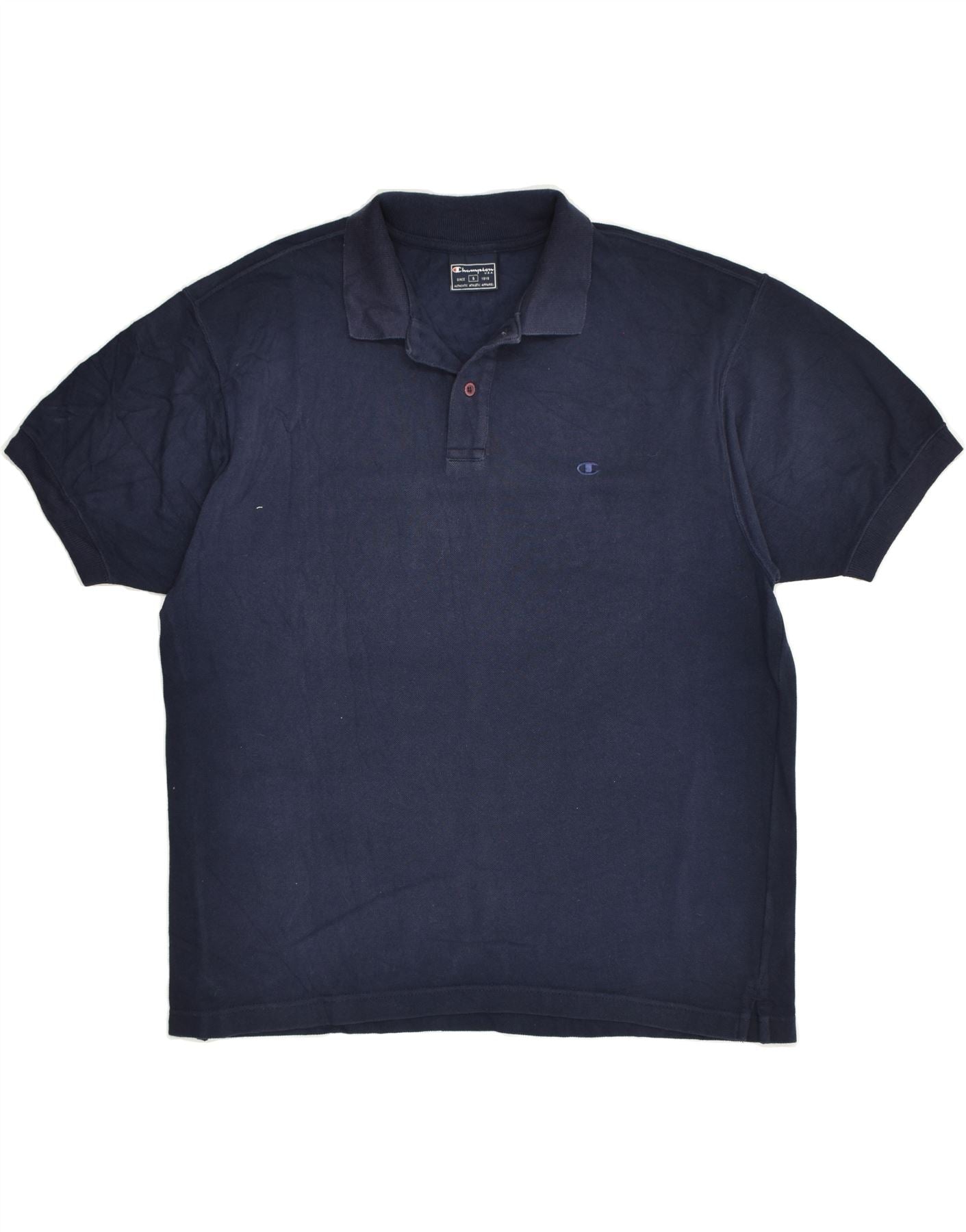 image of CHAMPION Mens Polo Shirt Small Navy Blue Cotton