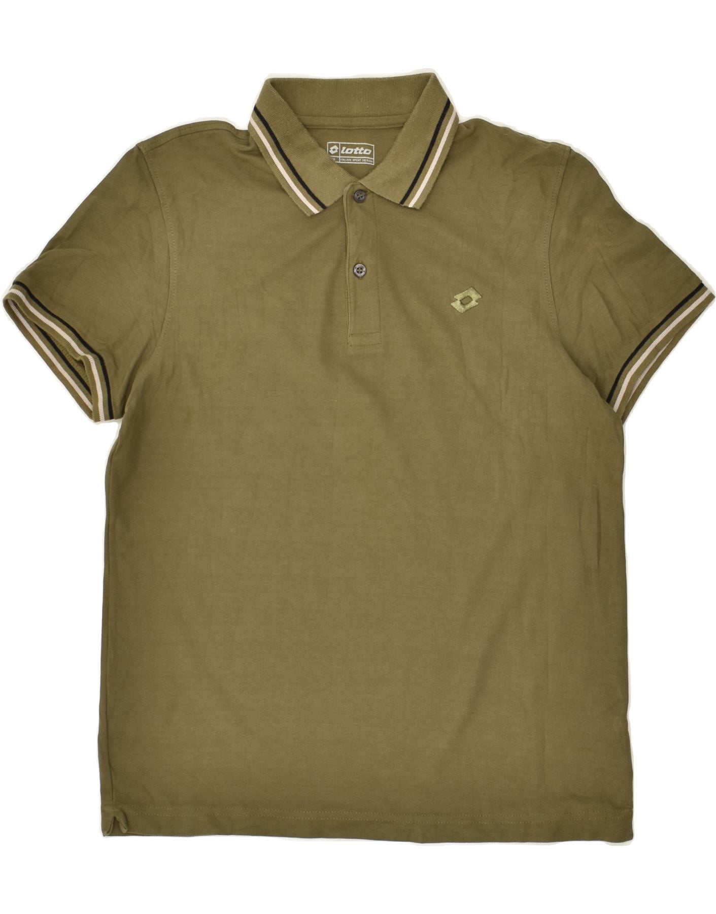 Image of LOTTO Mens Polo Shirt Medium Khaki Cotton