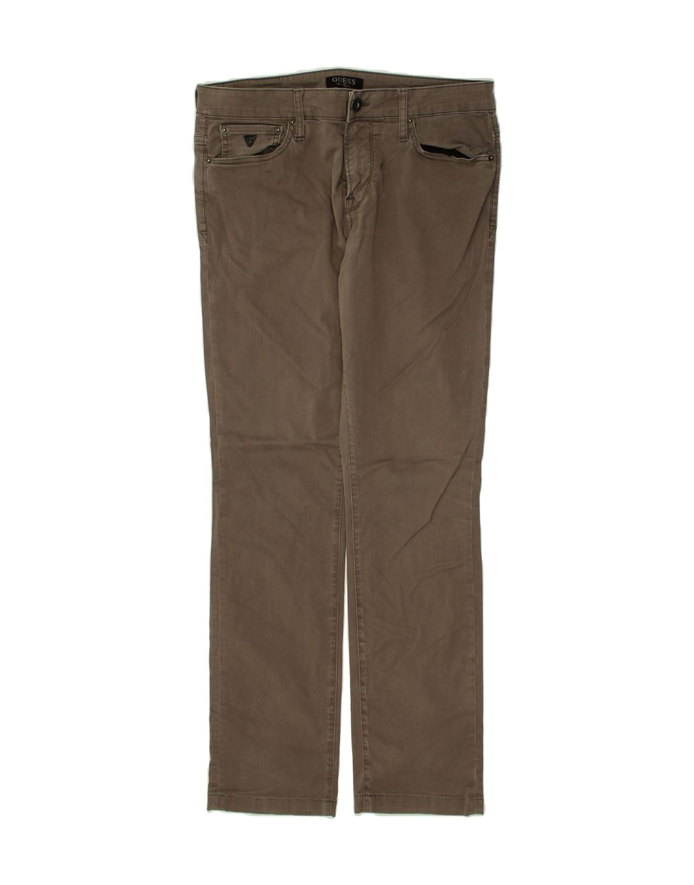 image of GUESS Mens Skinny Casual Trousers W33 L32  Brown