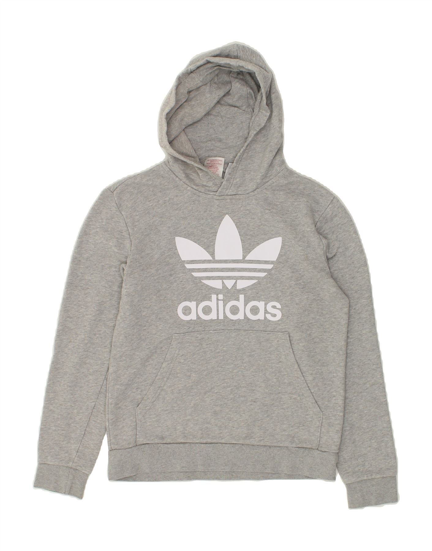 ADIDAS Boys Graphic Hoodie Jumper 12-13 Years Grey Cotton