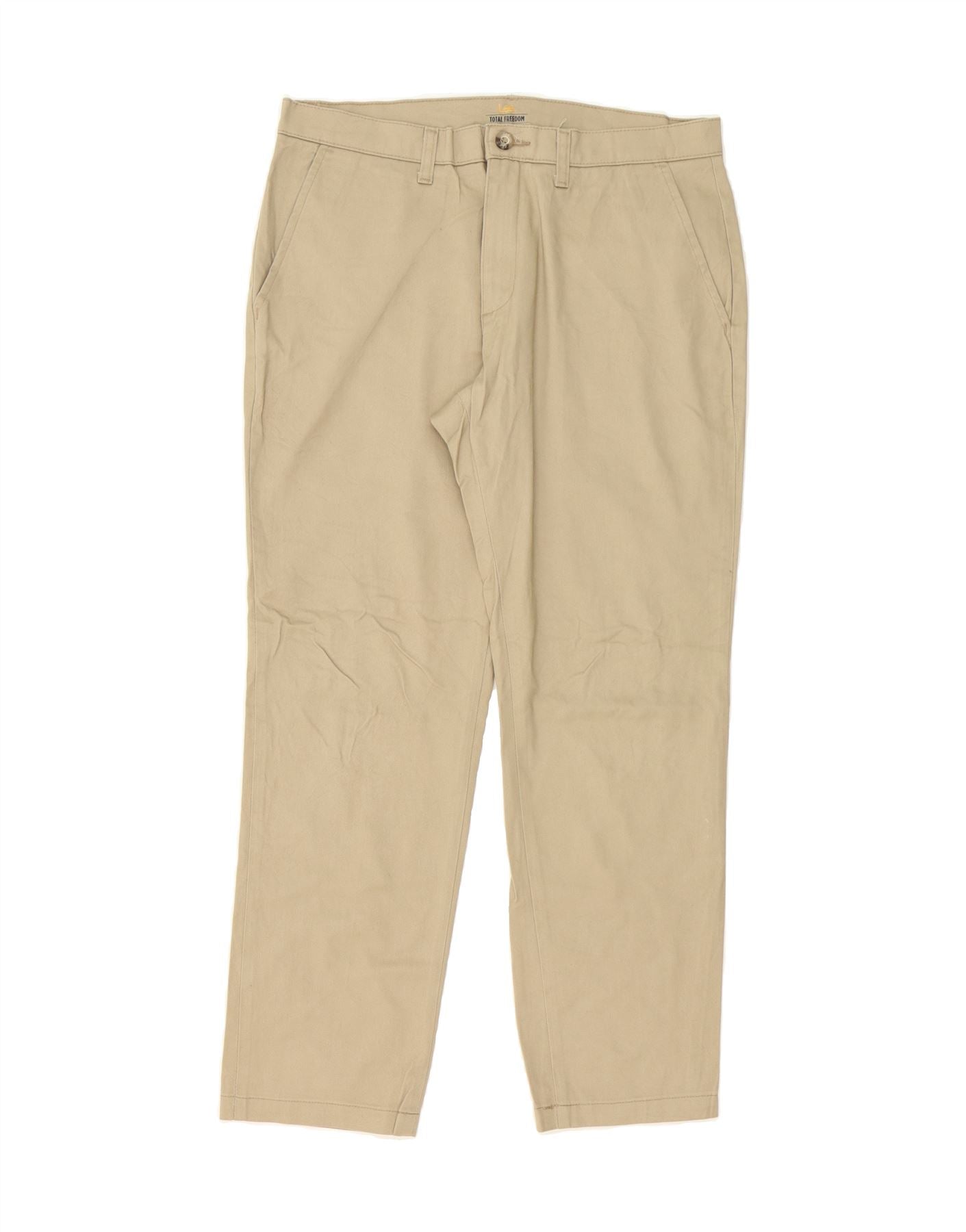 image of LEE Mens Total Freedom Slim Fit Chino Trousers W33 L28 Beige Cotton