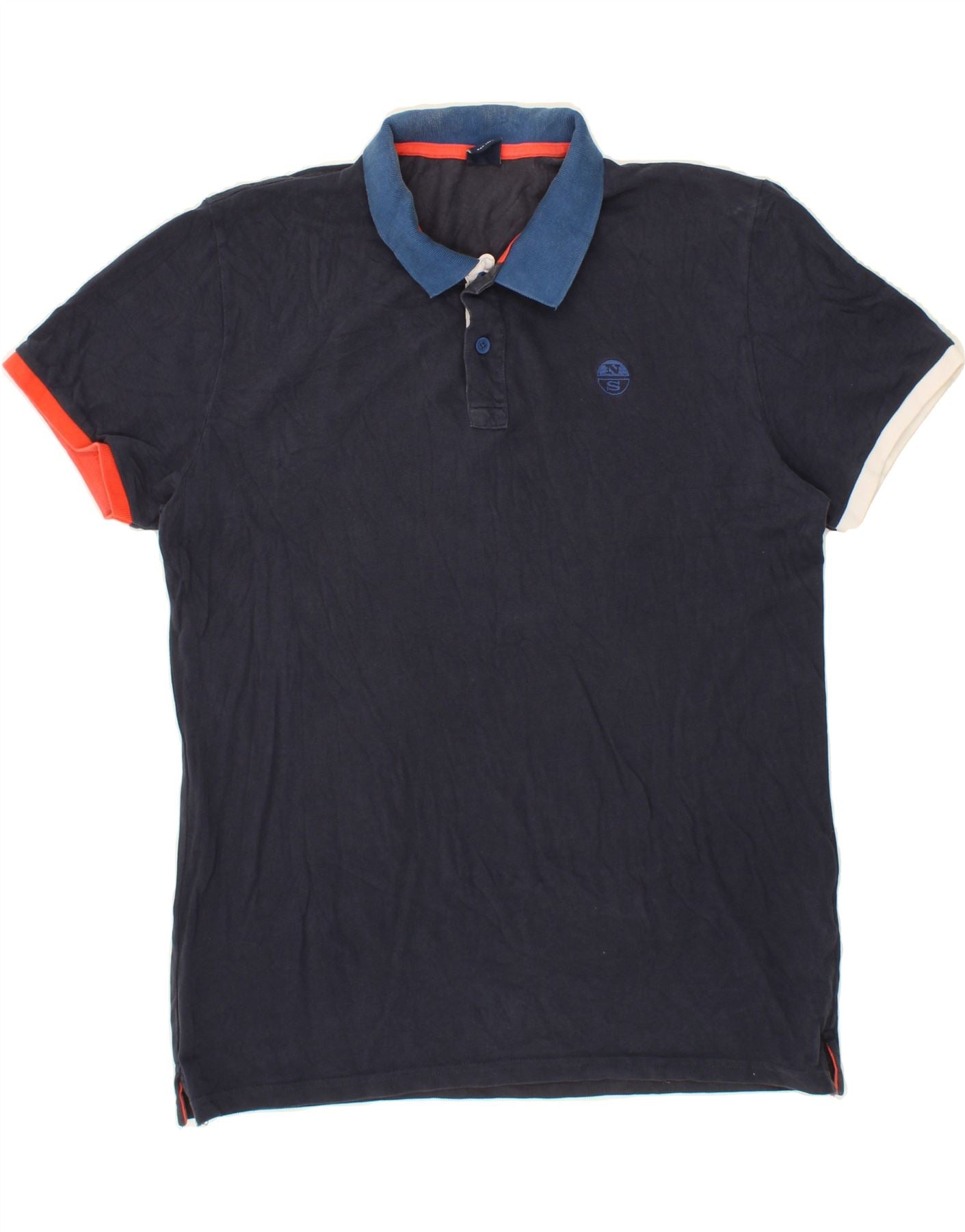 image of NORTH SAILS Mens Polo Shirt XL Navy Blue Cotton