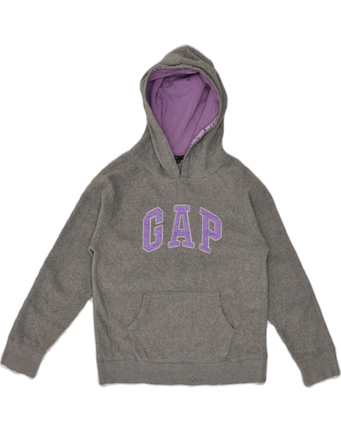 image of GAP Girls Graphic Fleece Hoodie Jumper 12-13 Years XL Grey Polyester