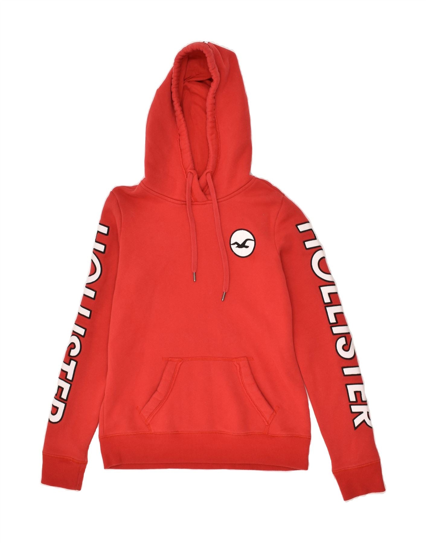 Image of HOLLISTER Womens Graphic Hoodie Jumper UK 4 XS Red