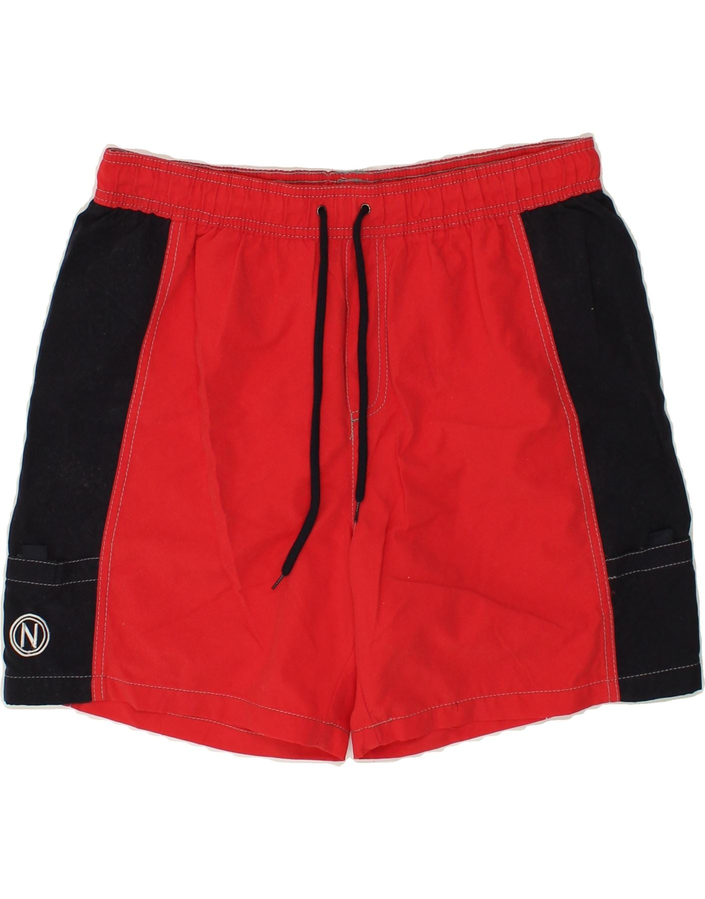 image of NAVIGARE Mens Graphic Sport Shorts Large Red Colourblock Polyester