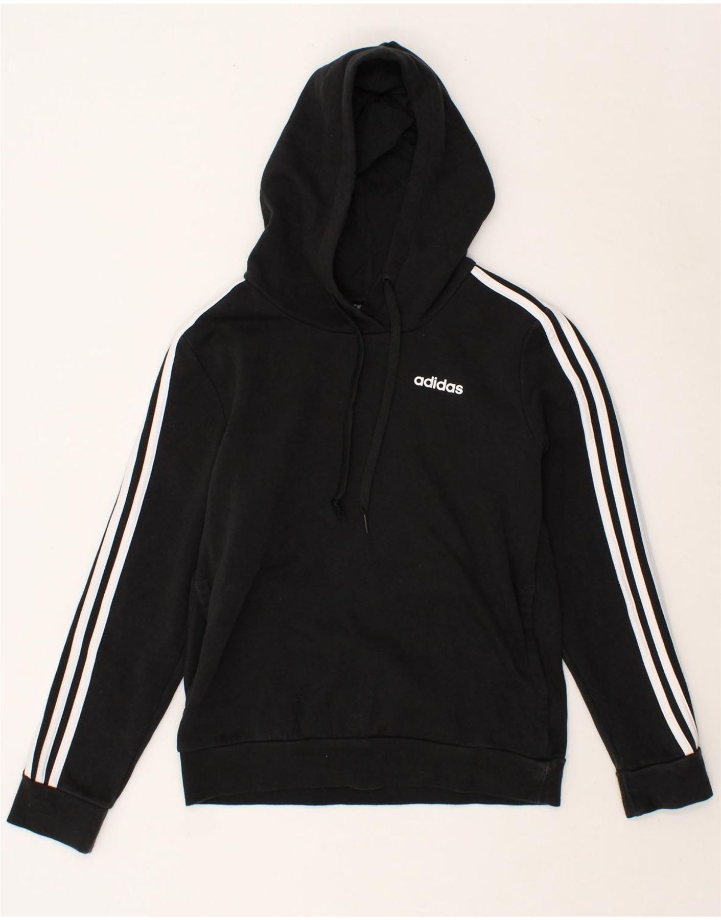 Image of ADIDAS Womens Graphic Hoodie Jumper UK 8/10 Small Black Cotton