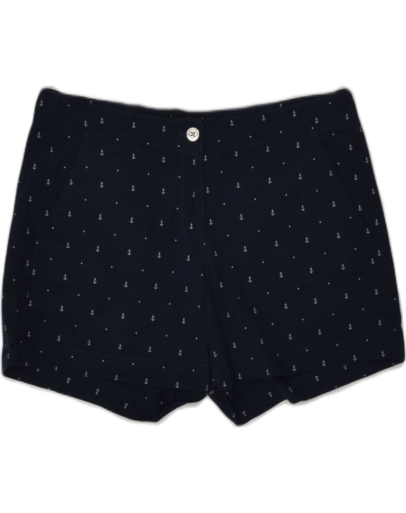 image of NAUTICA Womens Chino Shorts US 12 Large W34 Navy Blue Spotted Cotton