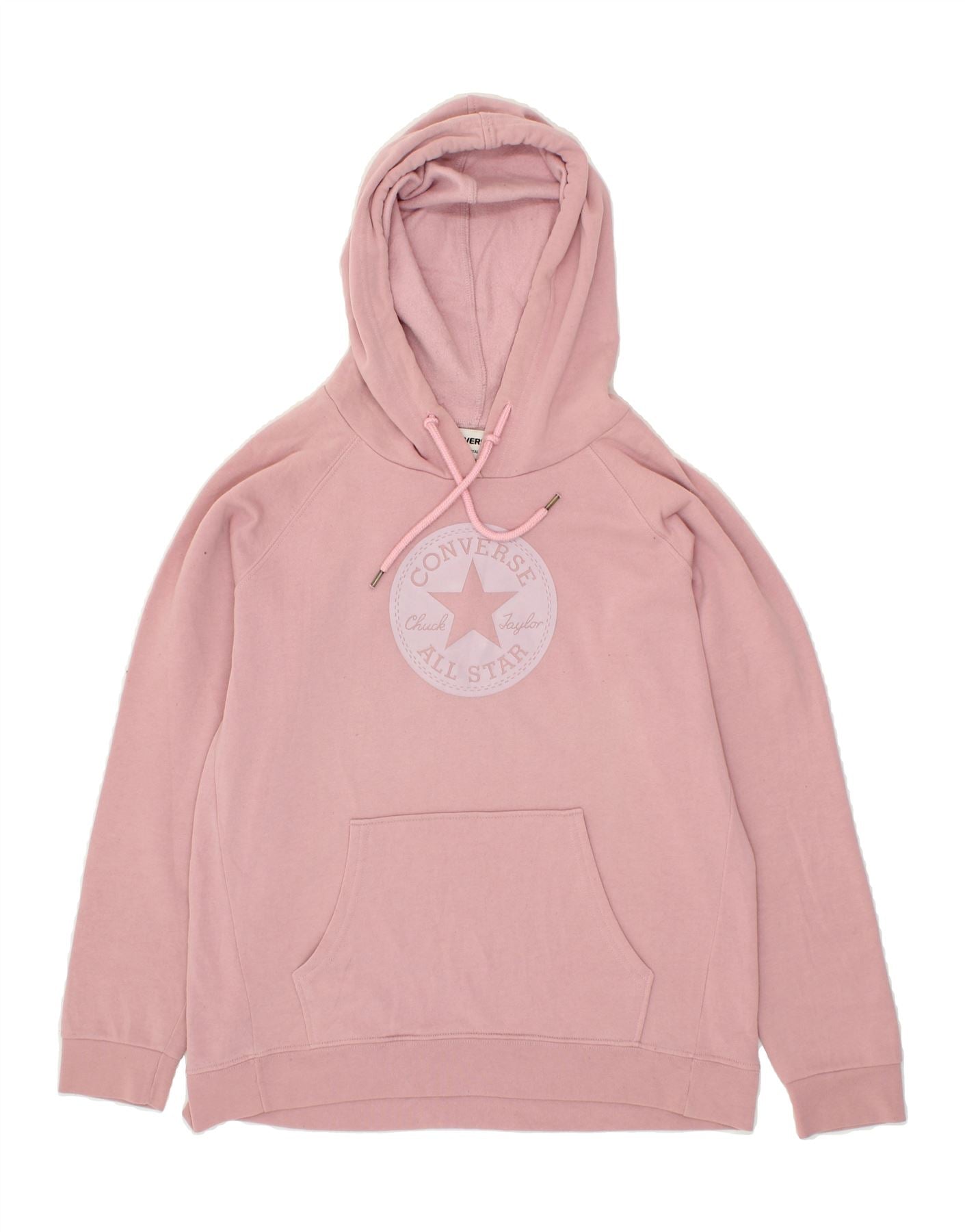 Image of CONVERSE Womens Graphic Hoodie Jumper UK 10 Small Pink Cotton