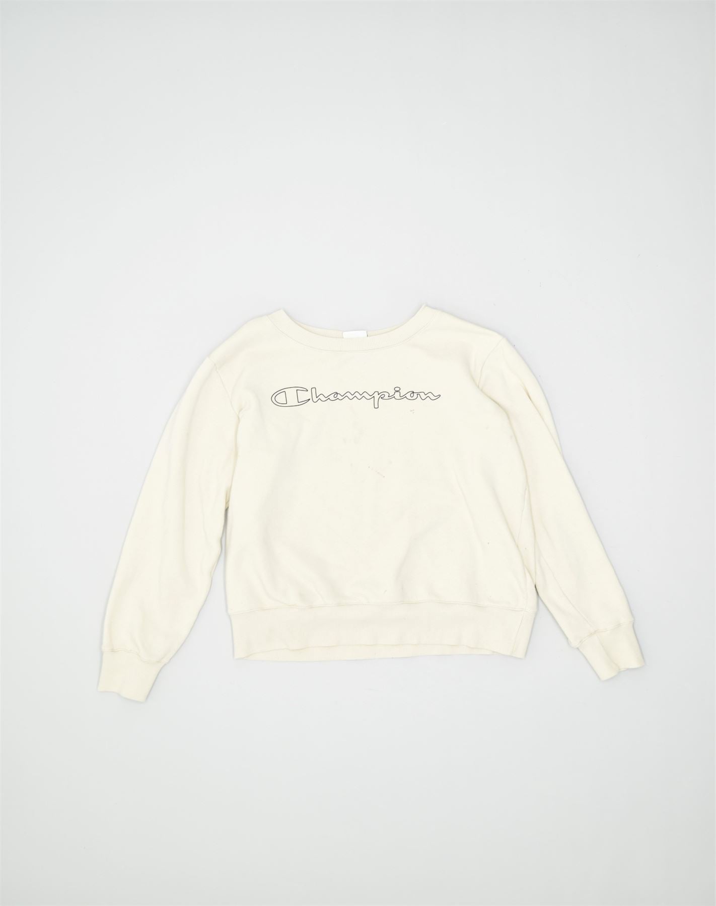 Image of CHAMPION Mens Sweatshirt Jumper Large Off White Cotton