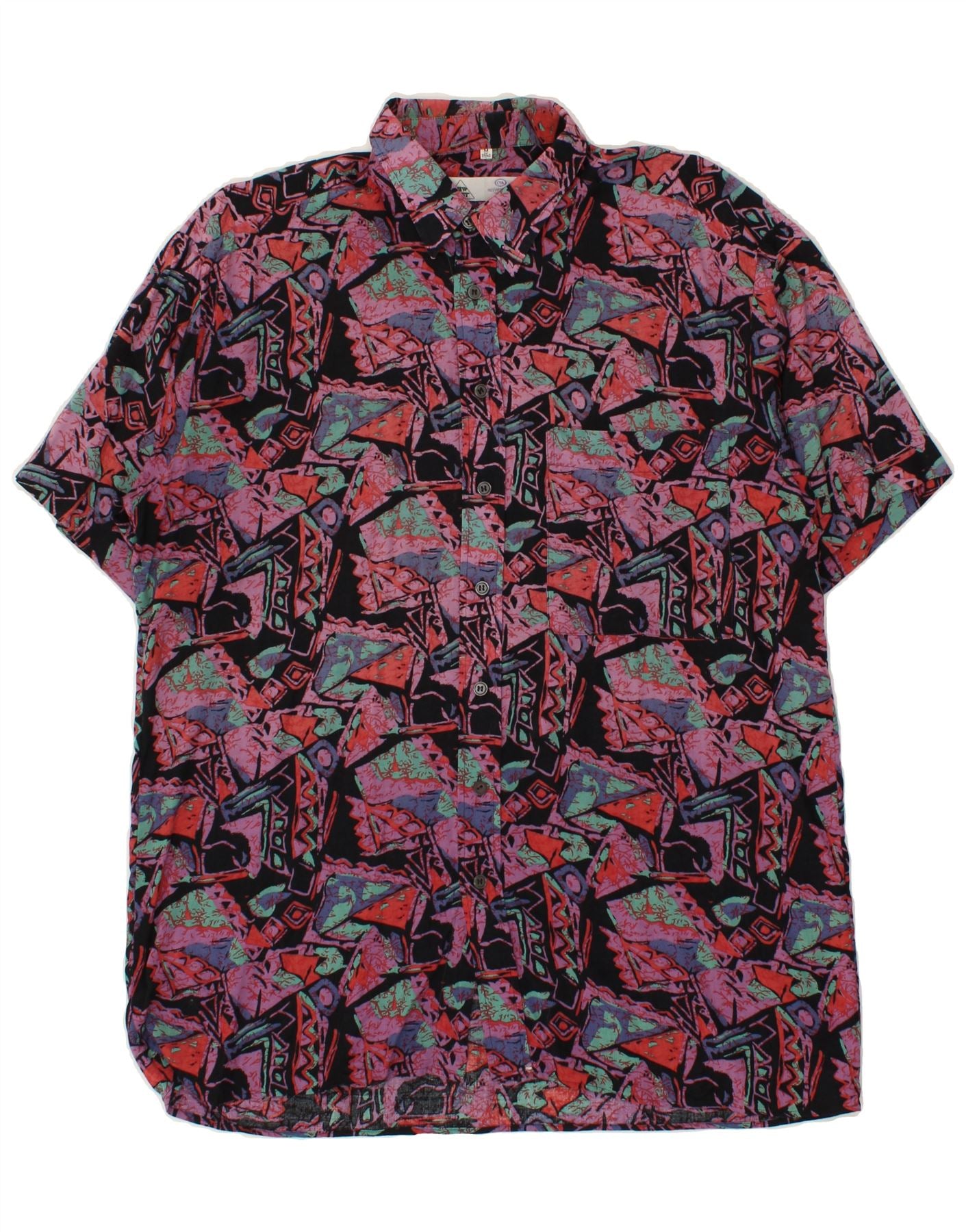 Image of NEW FAST Mens Abstract Pattern Short Sleeve Shirt Size 39/40 Medium Purple