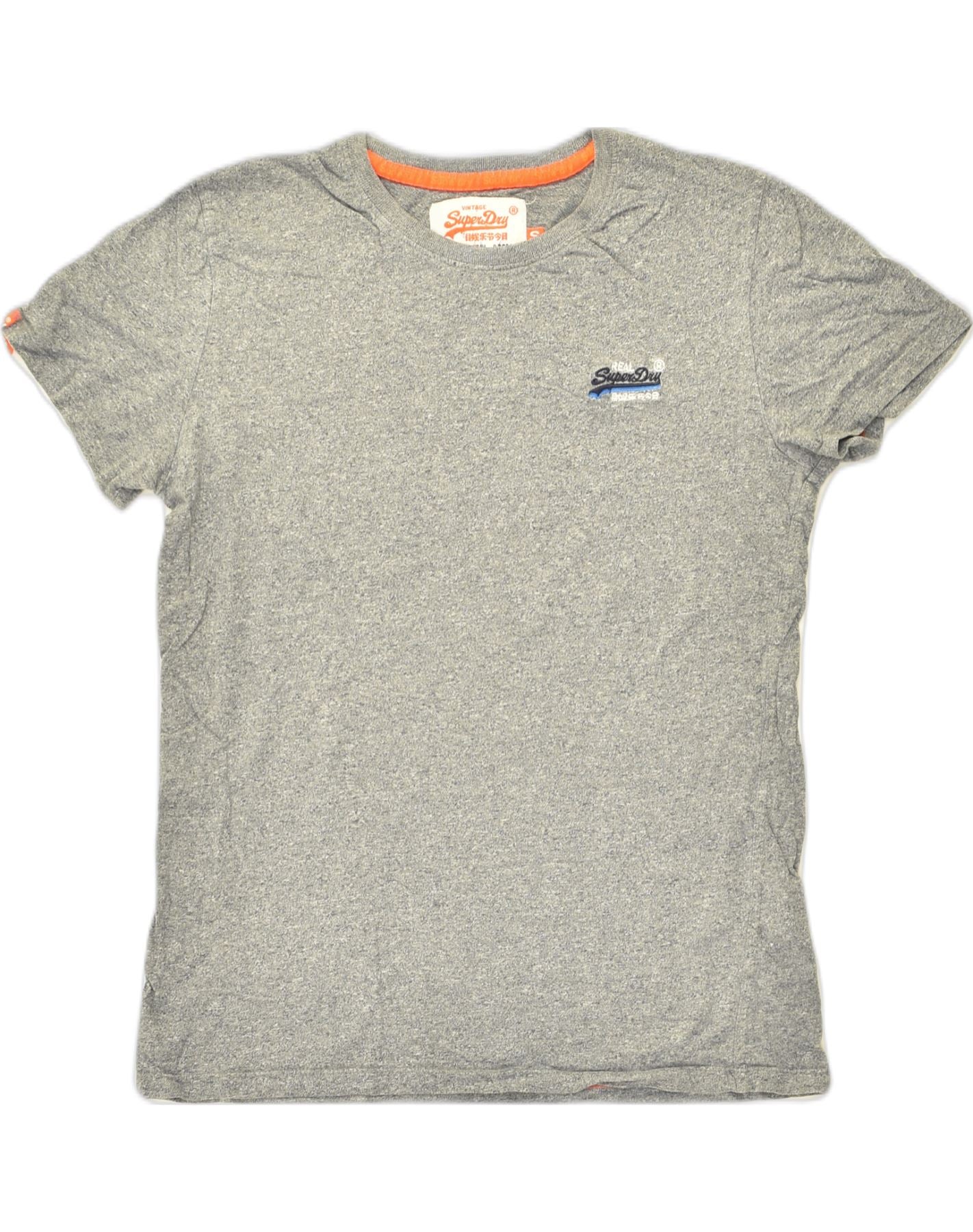 image of SUPERDRY Mens Premium T-Shirt Top Small Grey Cotton