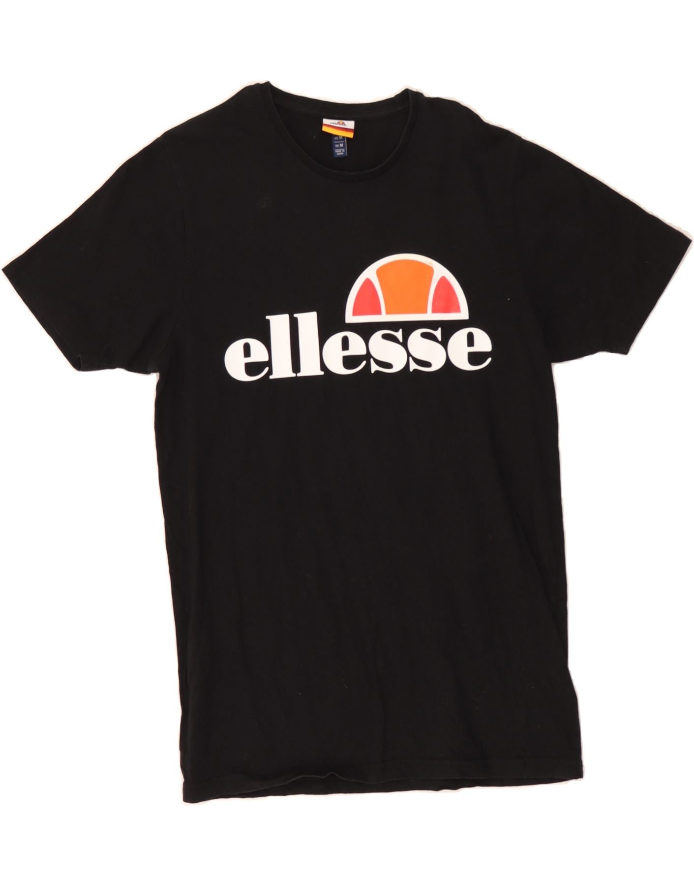 image of ELLESSE Mens Graphic T-Shirt Top Medium Black Cotton