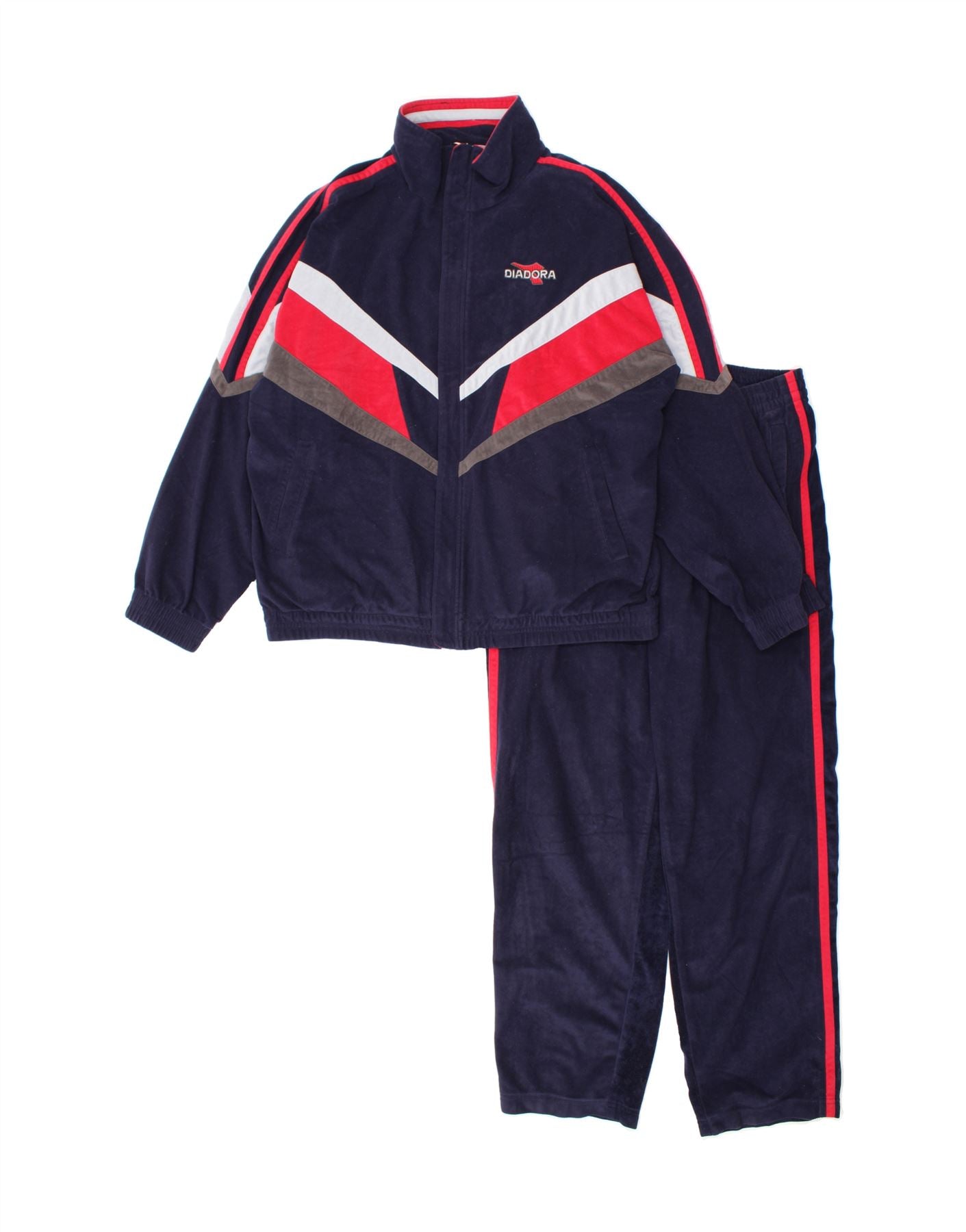 Image of DIADORA Mens Full Tracksuit UK 40 Large Navy Blue Colourblock Polyester