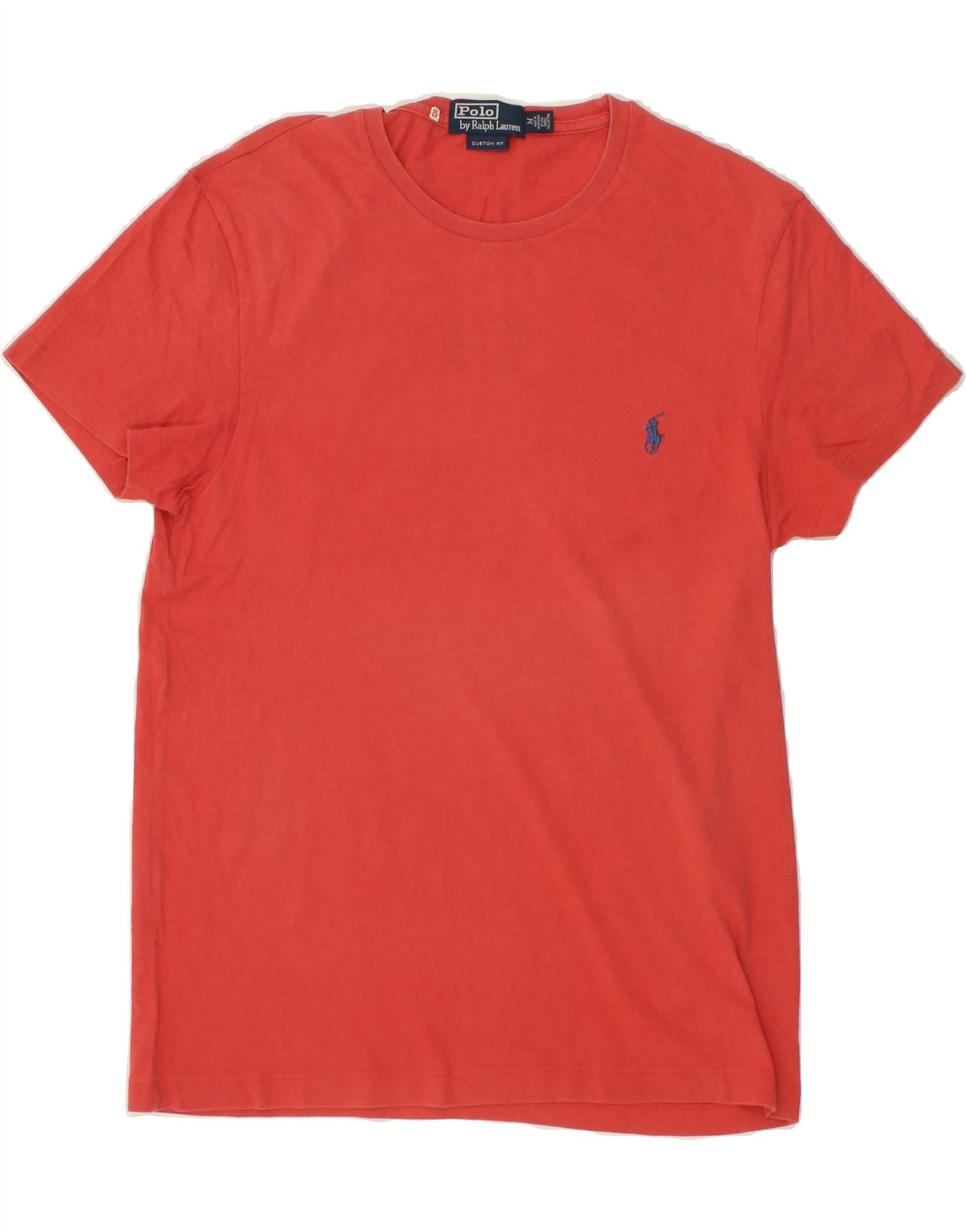 Image of POLO RALPH LAUREN Mens Custom Fit T-Shirt Top Medium Red Cotton