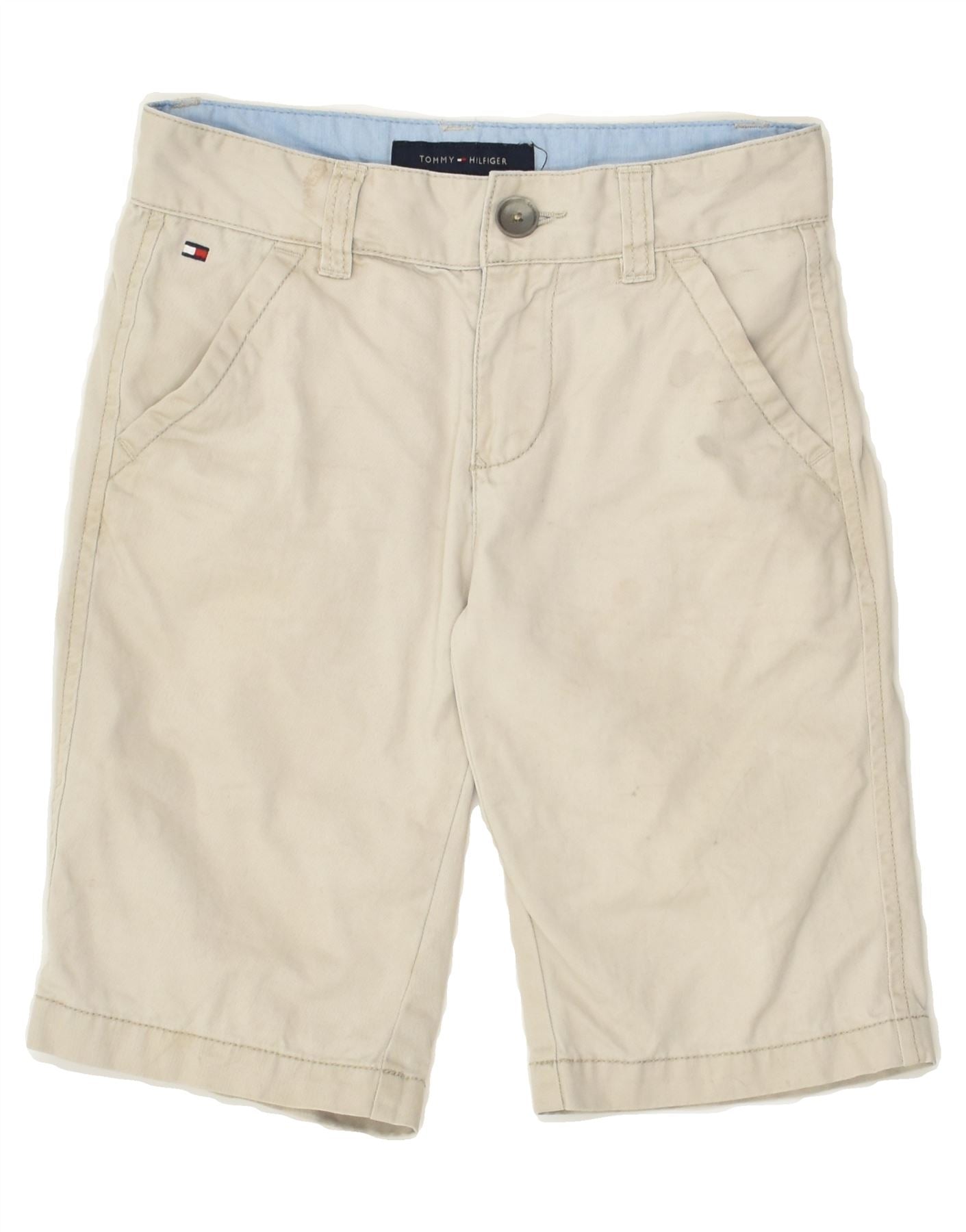 image of TOMMY HILFIGER Boys Chino Shorts 7-8 Years W26 Grey Cotton