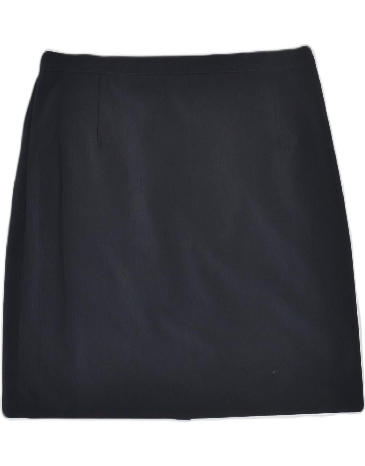 image of VINTAGE Womens Pencil Skirt IT 46 Large W30 Navy Blue Polyester