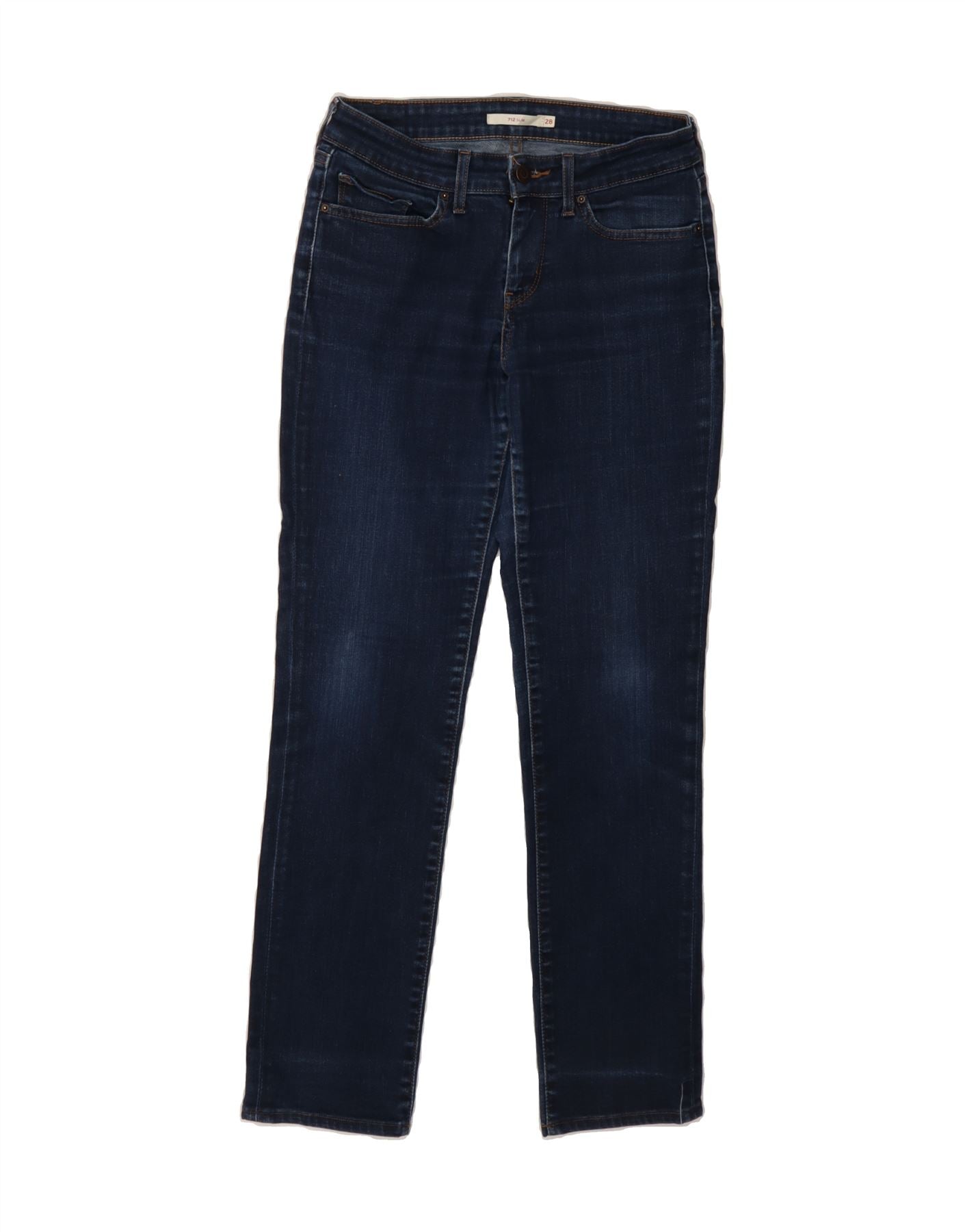 image of LEVI'S Womens 712 Slim Jeans W28 L28 Navy Blue Cotton