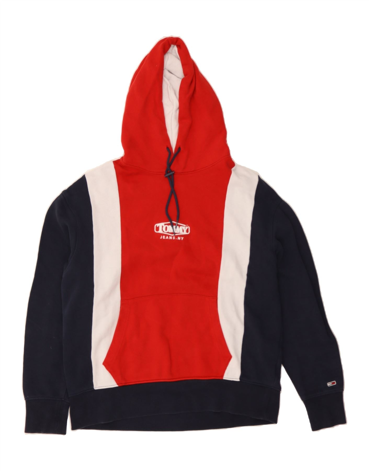 image of TOMMY HILFIGER Mens Hoodie Jumper Medium Multicoloured Colourblock Cotton