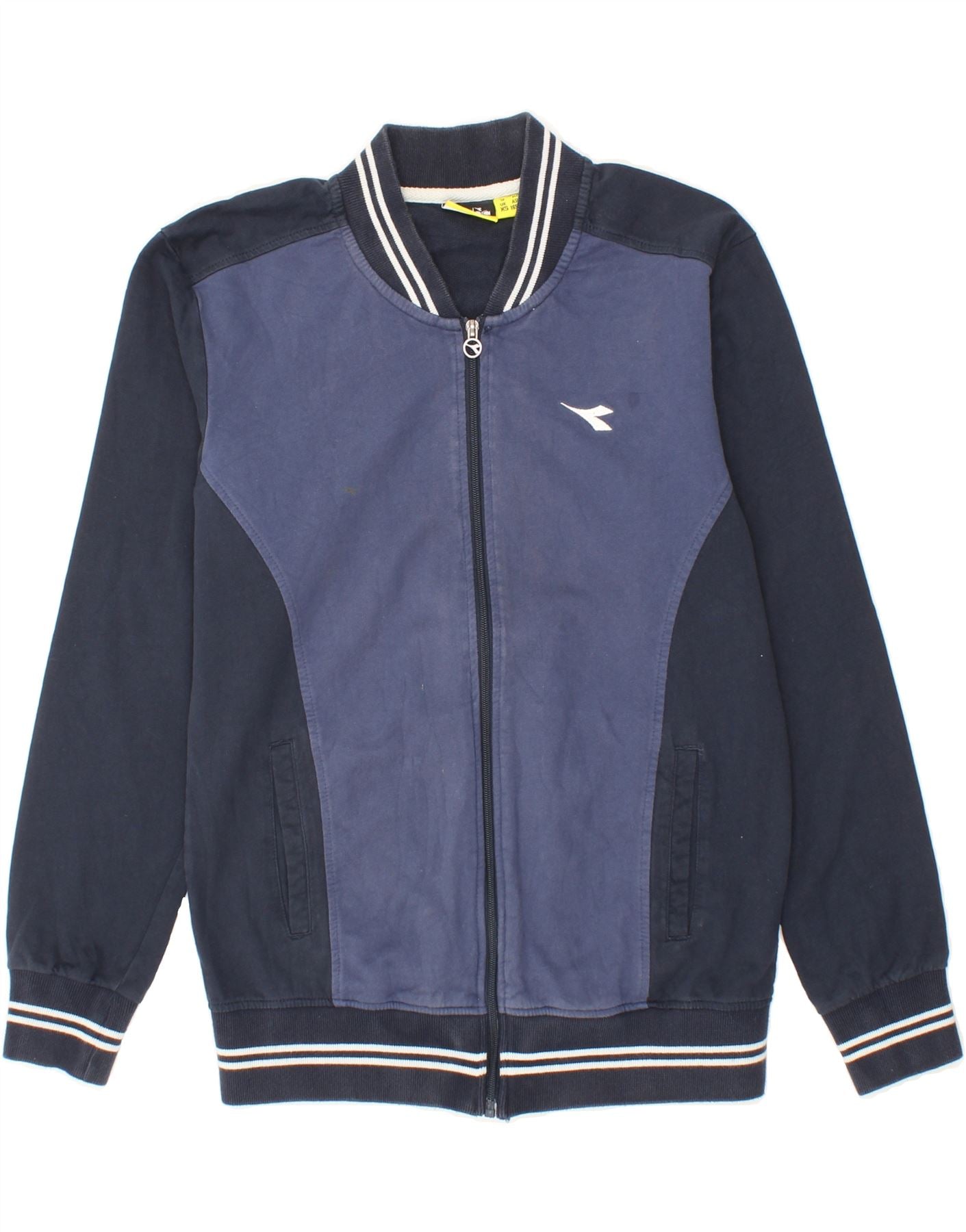 image of DIADORA Mens Tracksuit Top Jacket XS Navy Blue Colourblock Cotton