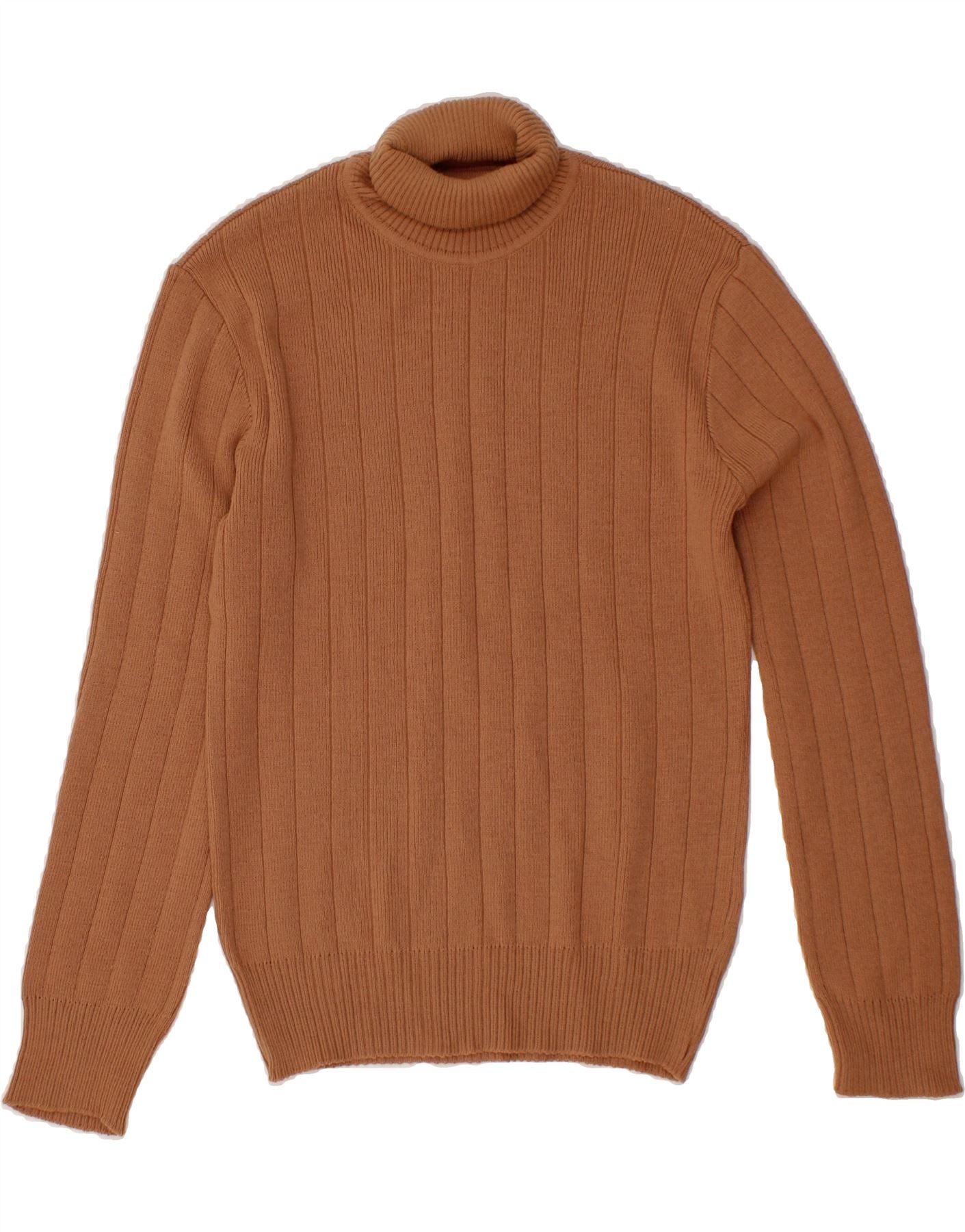 Image of VINTAGE Mens Roll Neck Jumper Sweater IT 52 Large Brown Polyacrylic