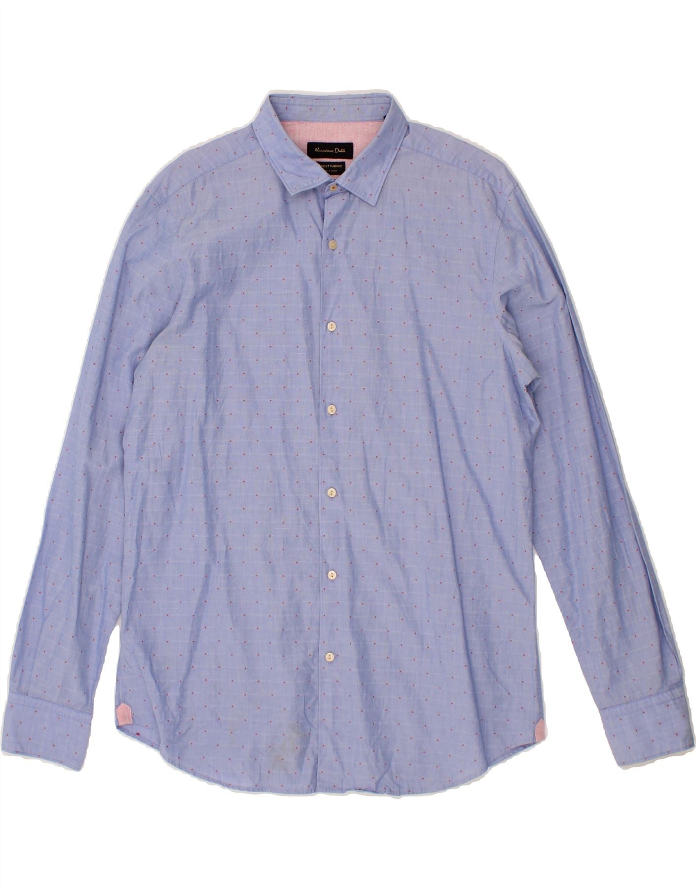 image of MASSIMO DUTTI Mens Shirt Large Blue Spotted