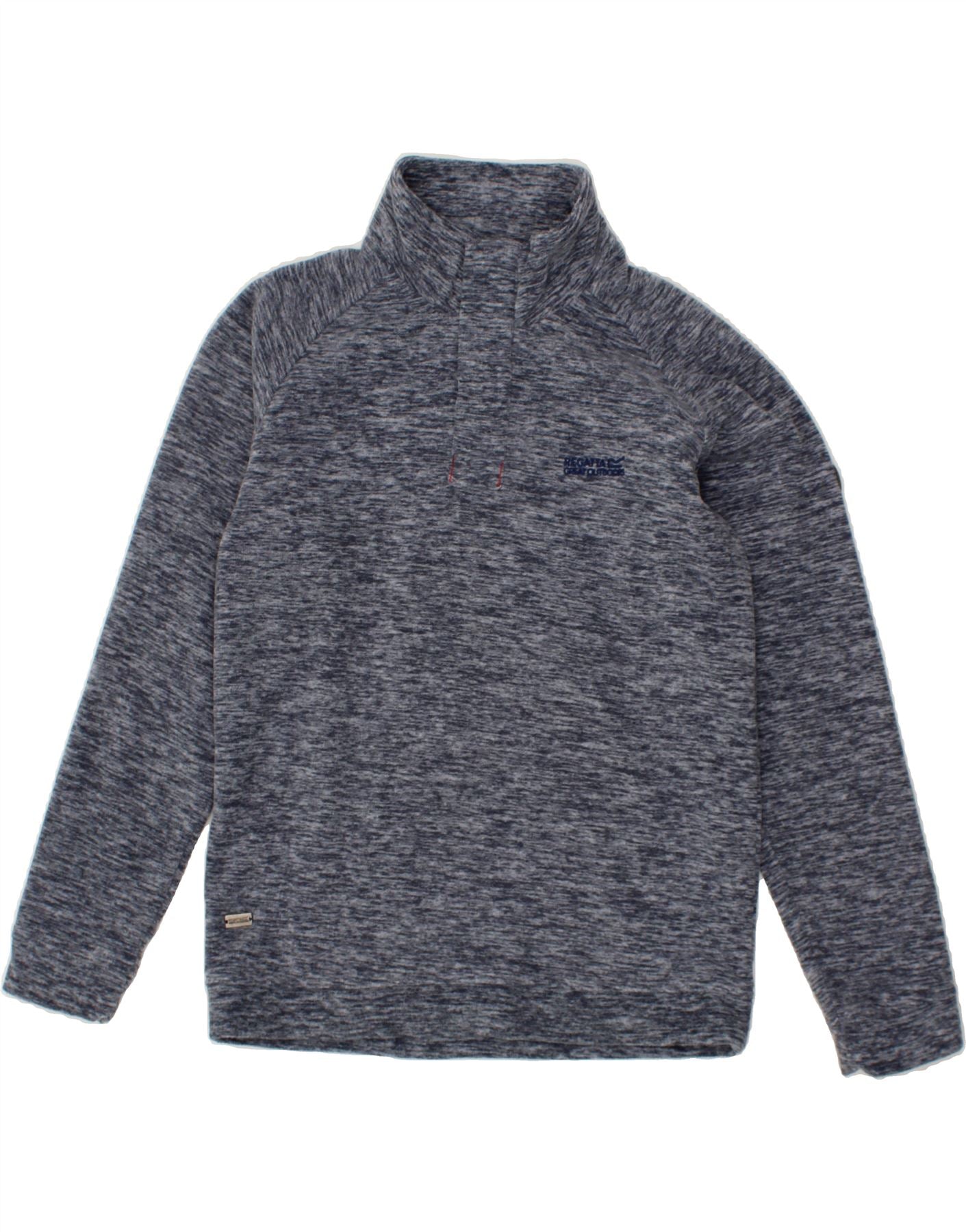 image of REGATTA Mens Button Neck Fleece Jumper Medium Navy Blue Flecked Polyester
