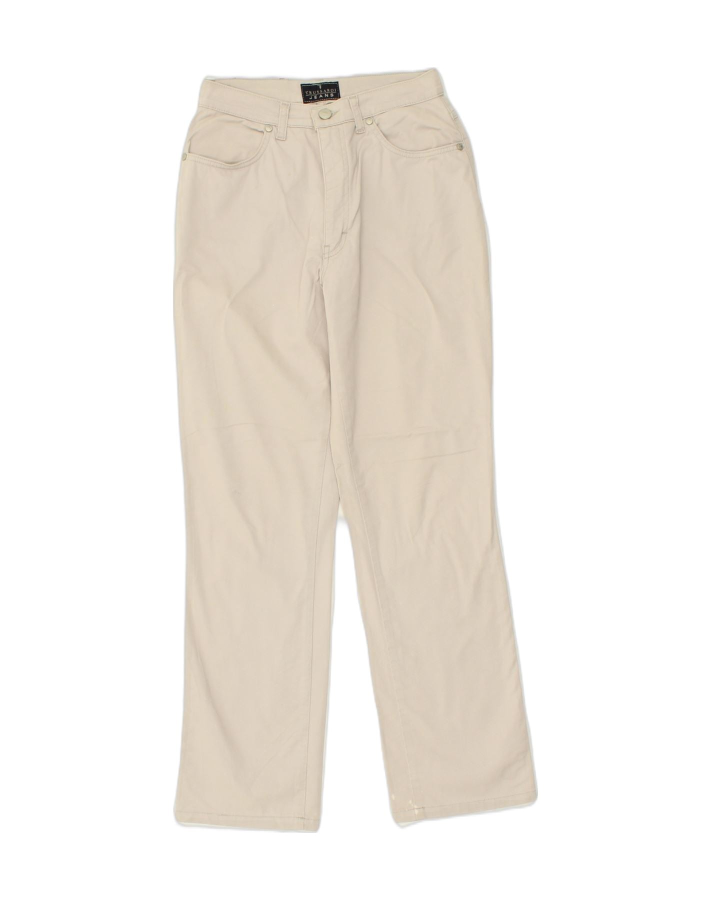 image of TRUSSARDI Womens Straight Casual Trousers W27 L29 Beige Cotton