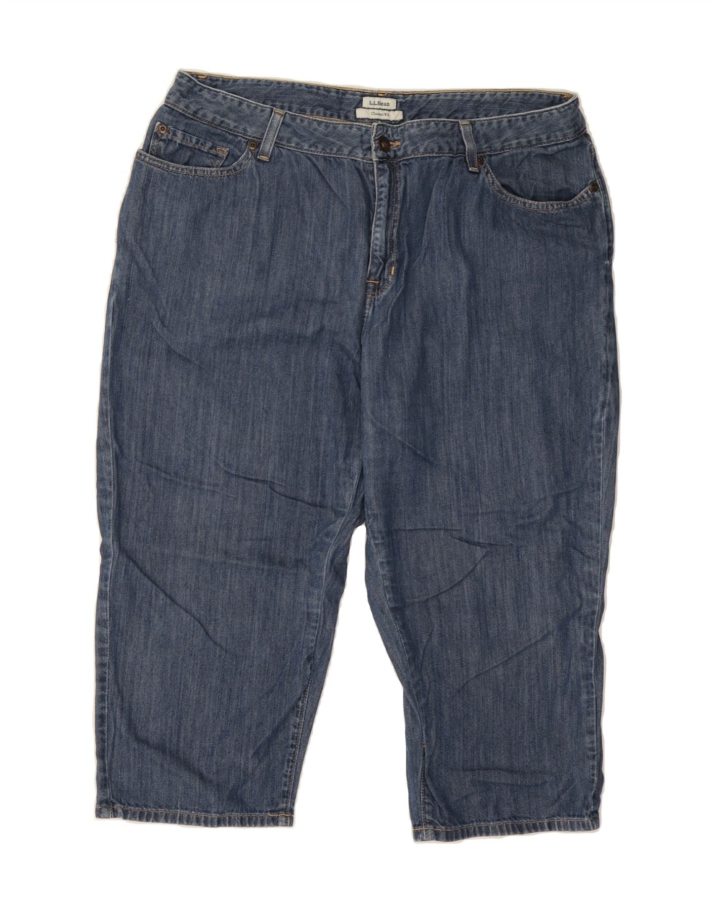 image of L.L.BEAN Womens Classic Fit Capri Jeans US 18 2XL W38 L20 Blue Cotton