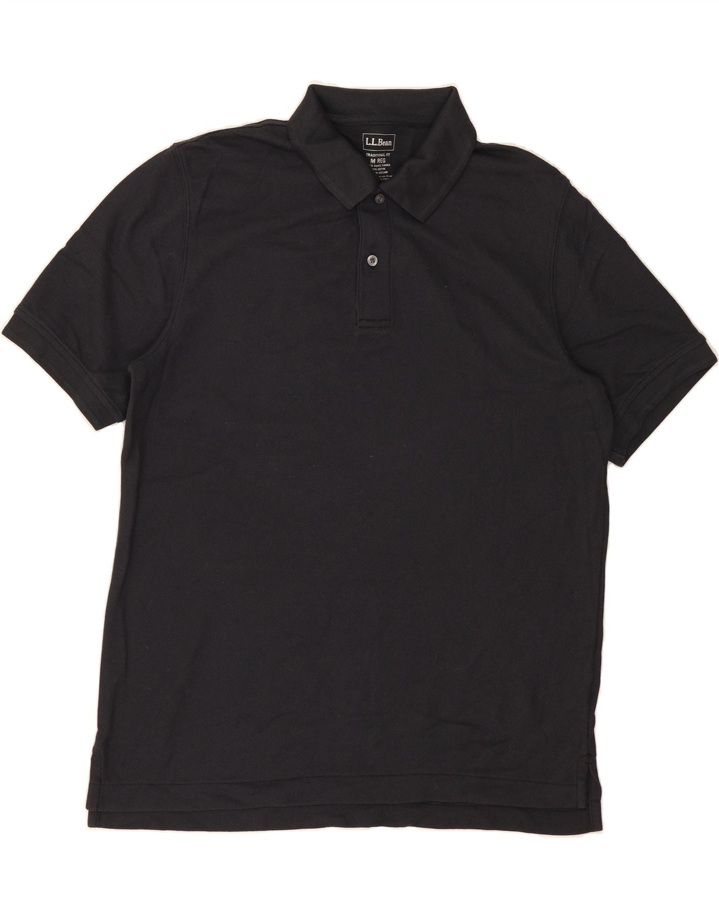 image of L.L.BEAN Mens Traditional Fit Polo Shirt Medium Black Cotton