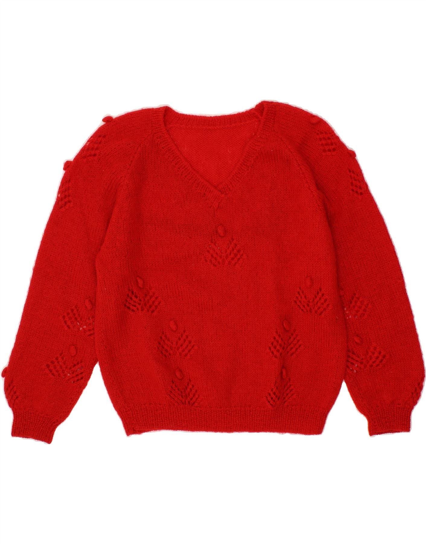 image of VINTAGE Womens V-Neck Jumper Sweater UK 16 Large Red