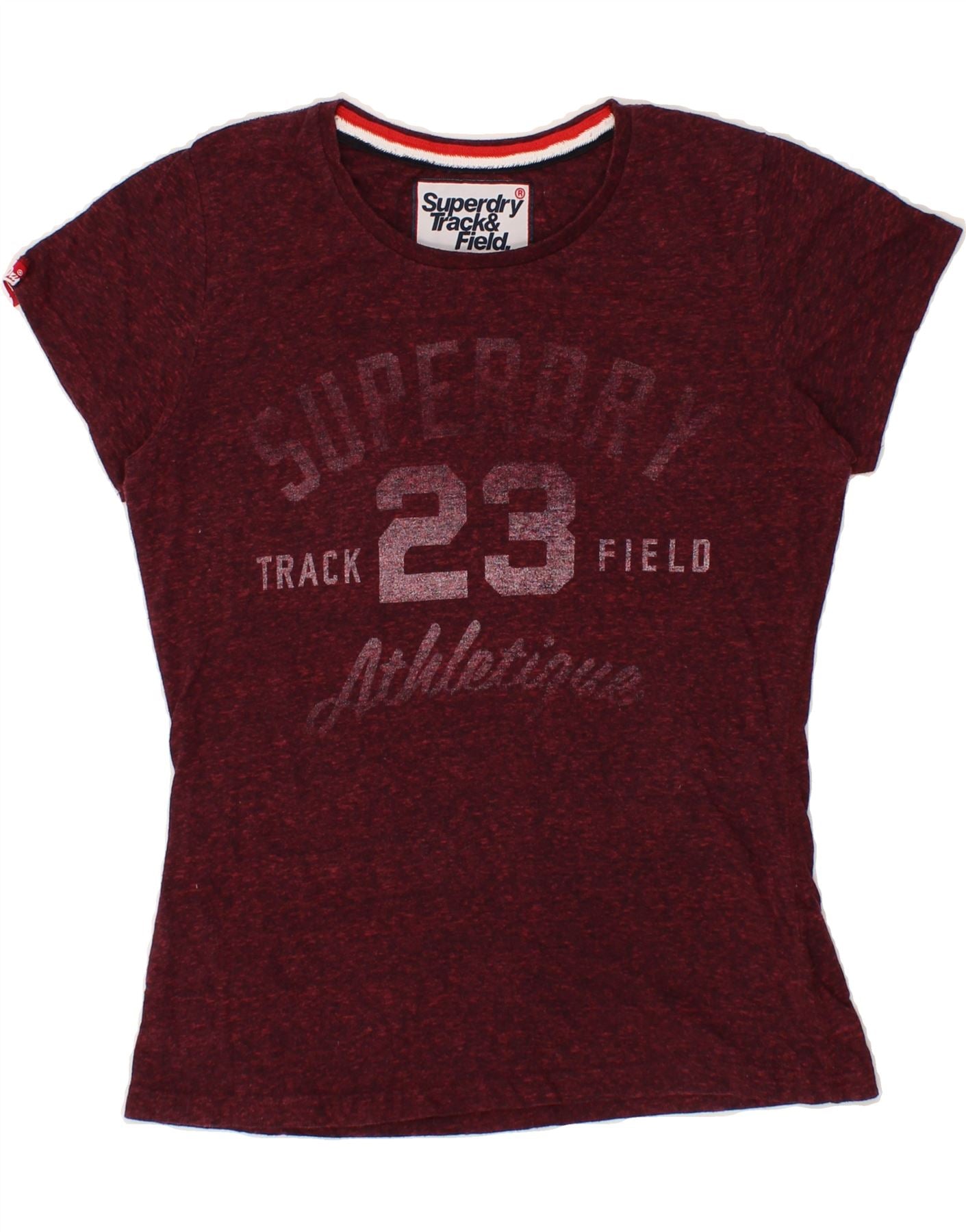 image of SUPERDRY Womens Graphic T-Shirt Top UK 14 Large Maroon Cotton