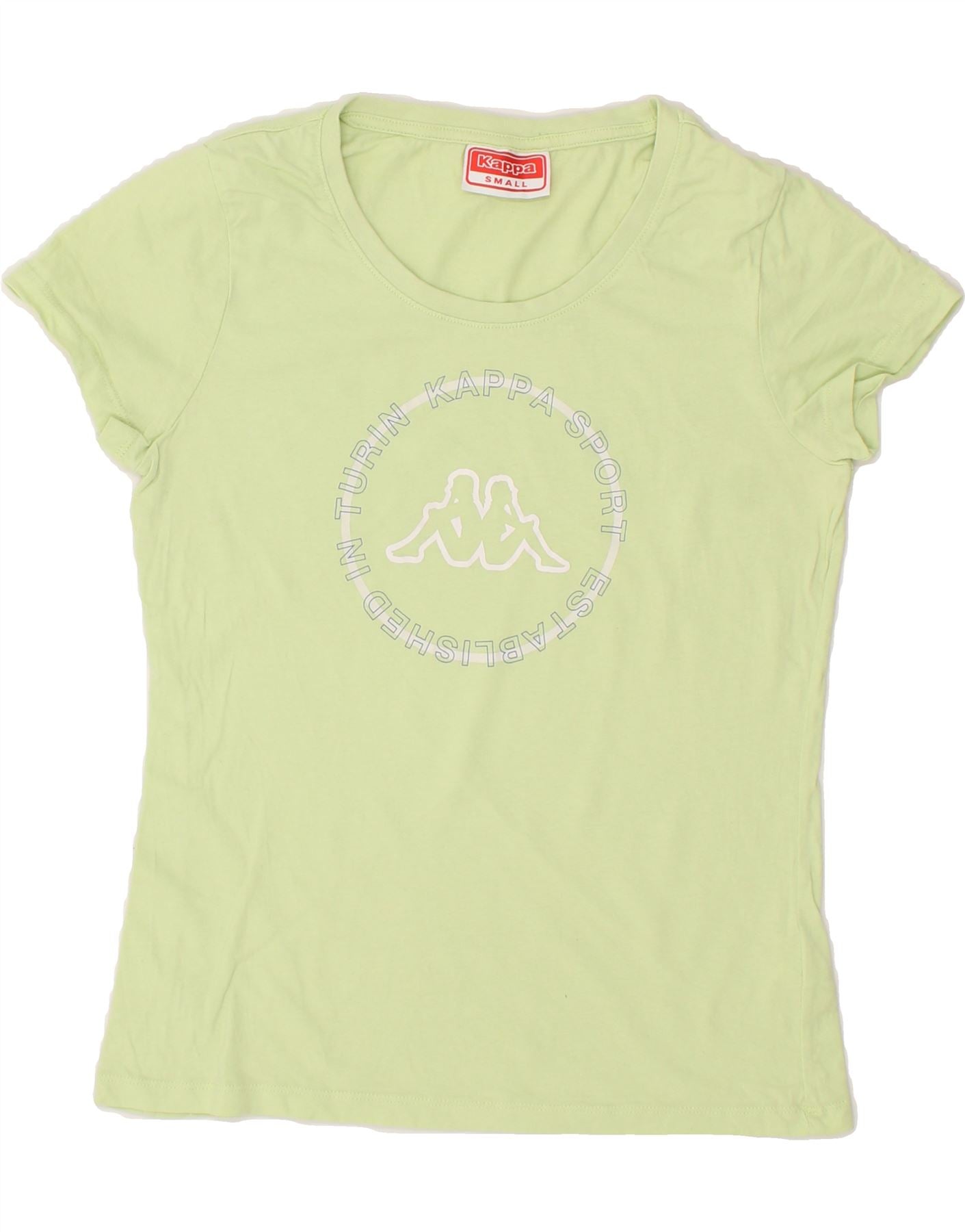 image of KAPPA Womens Graphic T-Shirt Top UK 6 Small Green Cotton