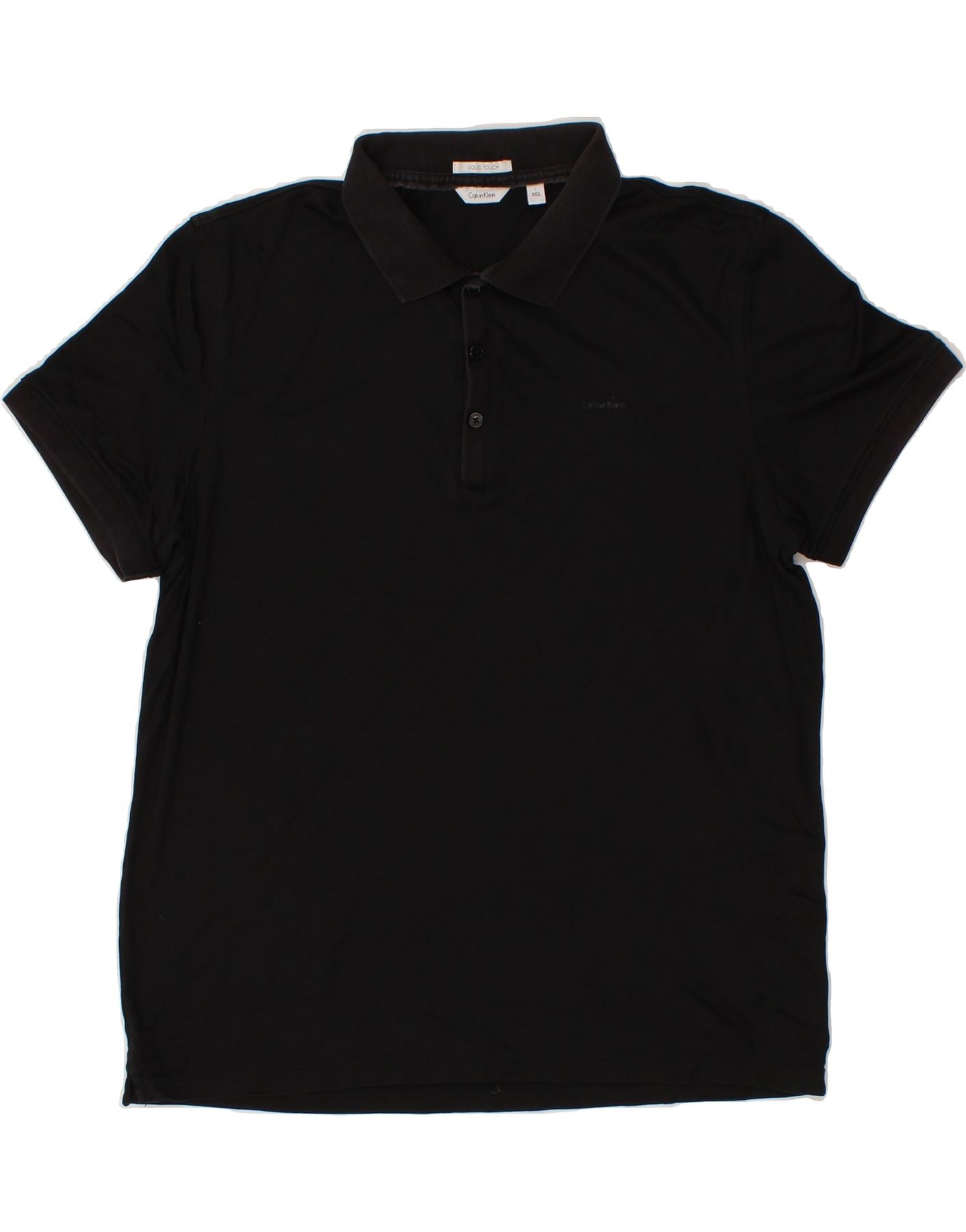 Image of CALVIN KLEIN Mens Polo Shirt Large Black Cotton