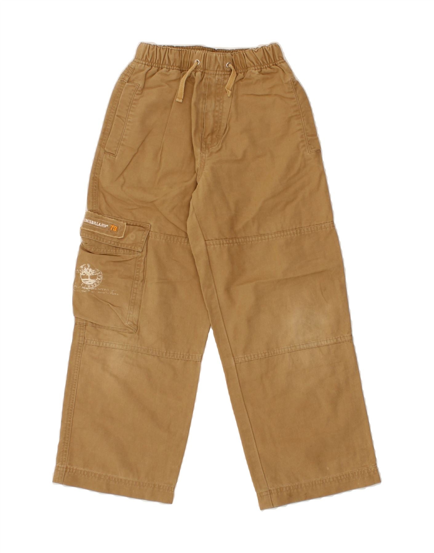 Image of TIMBERLAND Boys Straight Cargo Trousers 7-8 Years W22 L22 Brown Cotton