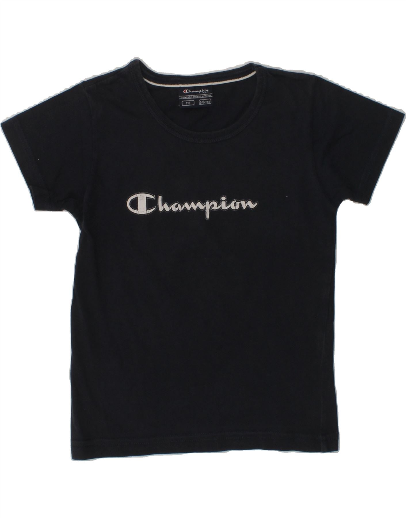 image of CHAMPION Girls Graphic T-Shirt Top 5-6 Years Navy Blue