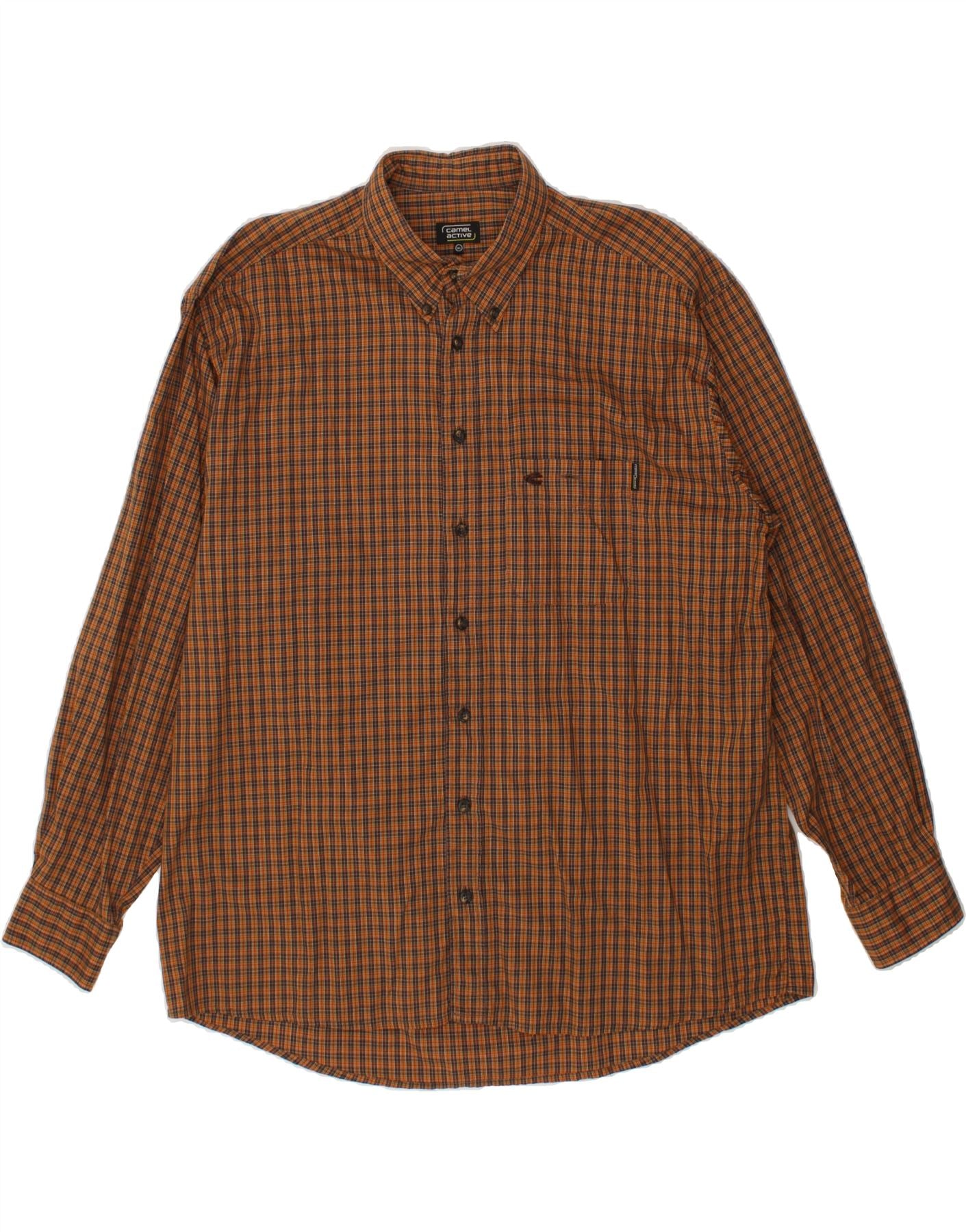 Image of CAMEL ACTIVE Mens Shirt XL Brown Check Cotton