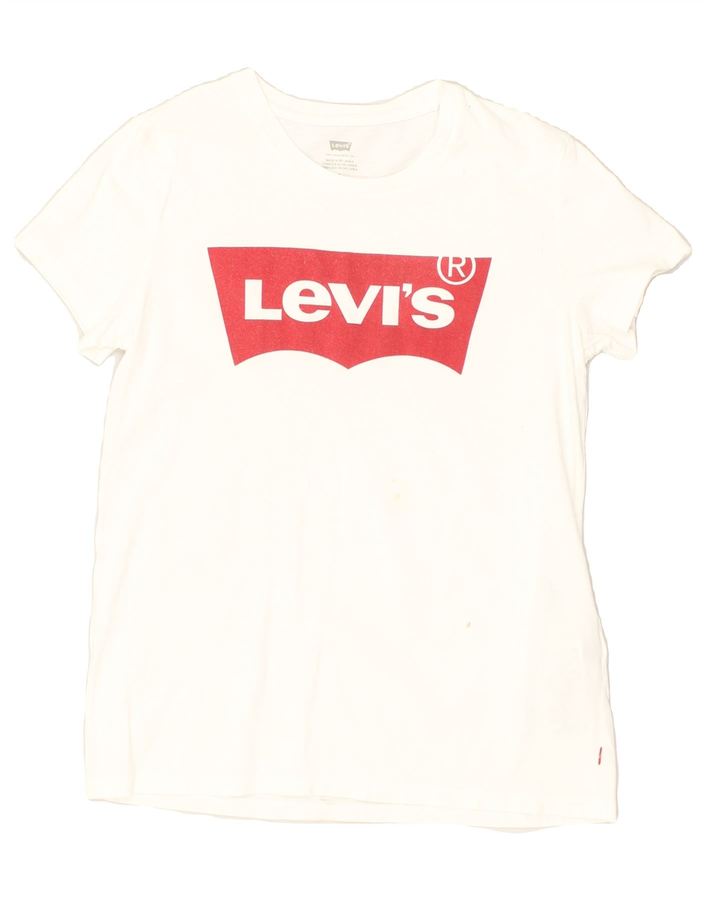 image of LEVI'S Womens Graphic T-Shirt Top UK 12 Medium White Cotton