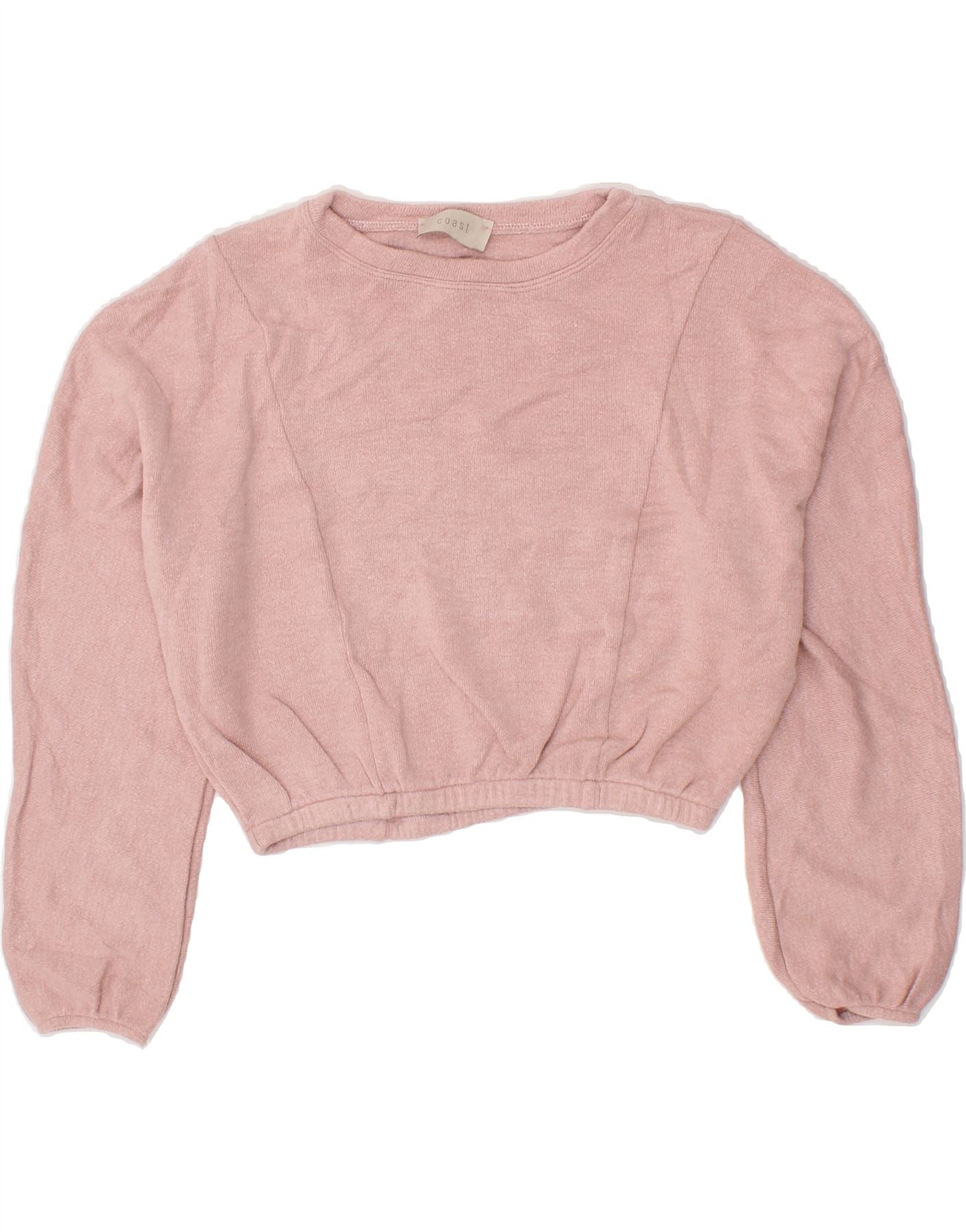 Image of COAST Womens Crop Boat Neck Jumper Sweater UK 14 Medium Pink Viscose