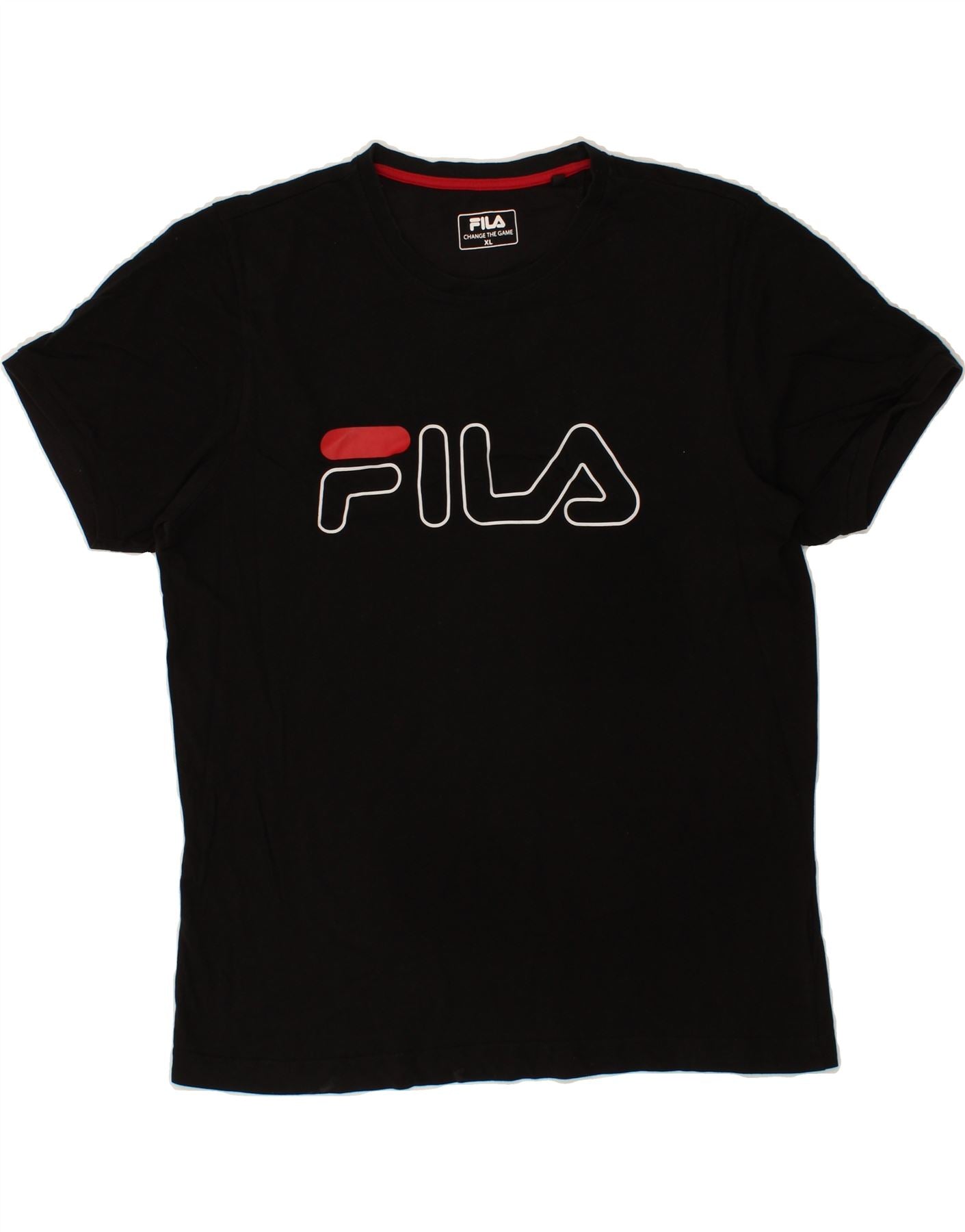 image of FILA Mens Graphic T-Shirt Top XL Black Cotton